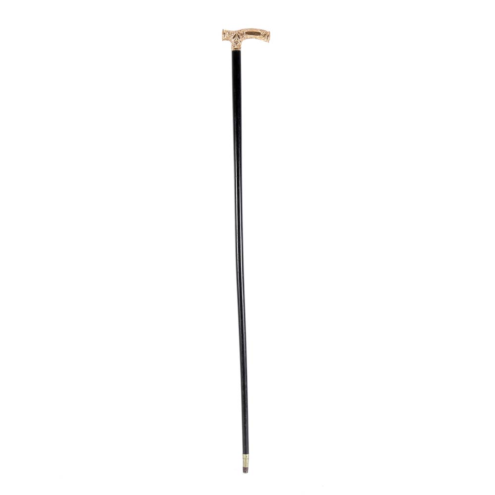 Antique 14K Yellow Gold and Ebony Walking Cane, Early 20th Century