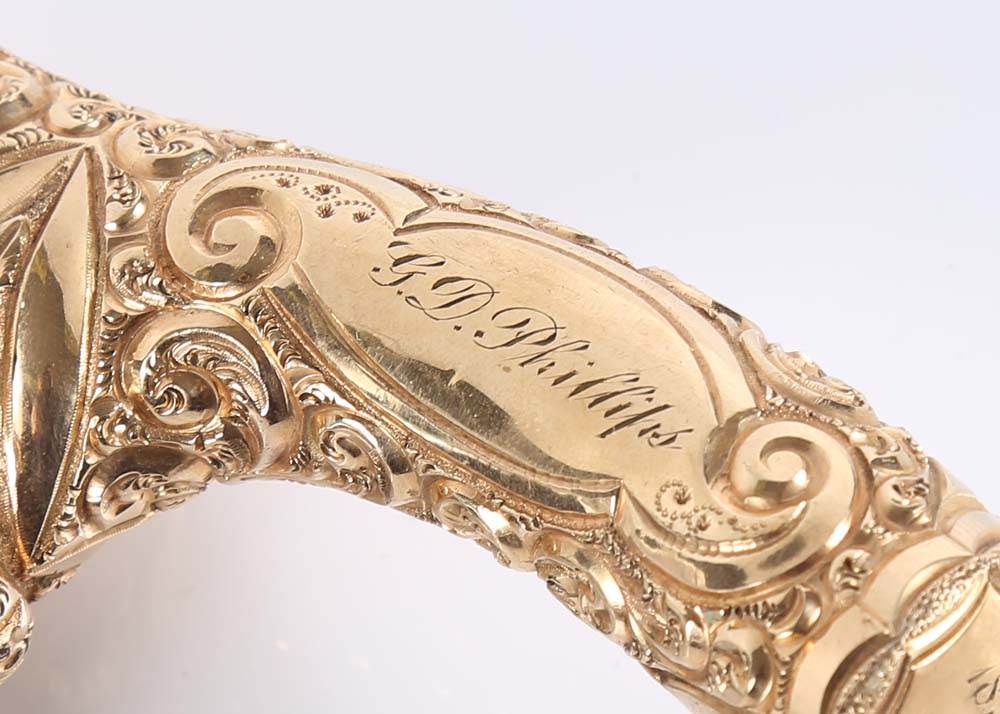 Antique 14K Yellow Gold and Ebony Walking Cane, Early 20th Century