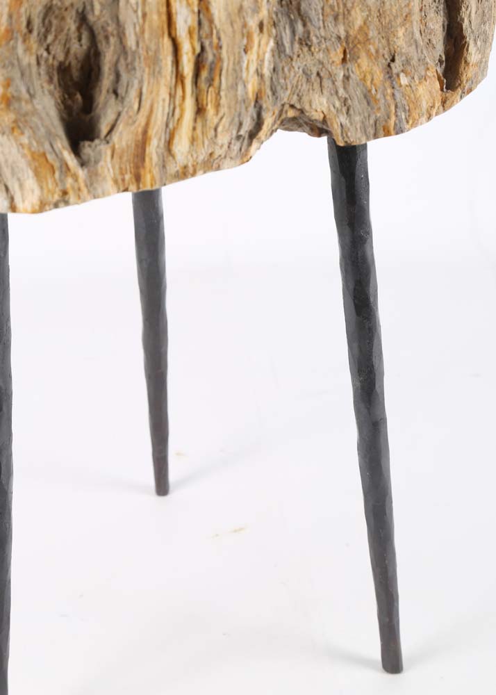 Contemporary Petrified Wood Tripod Stool