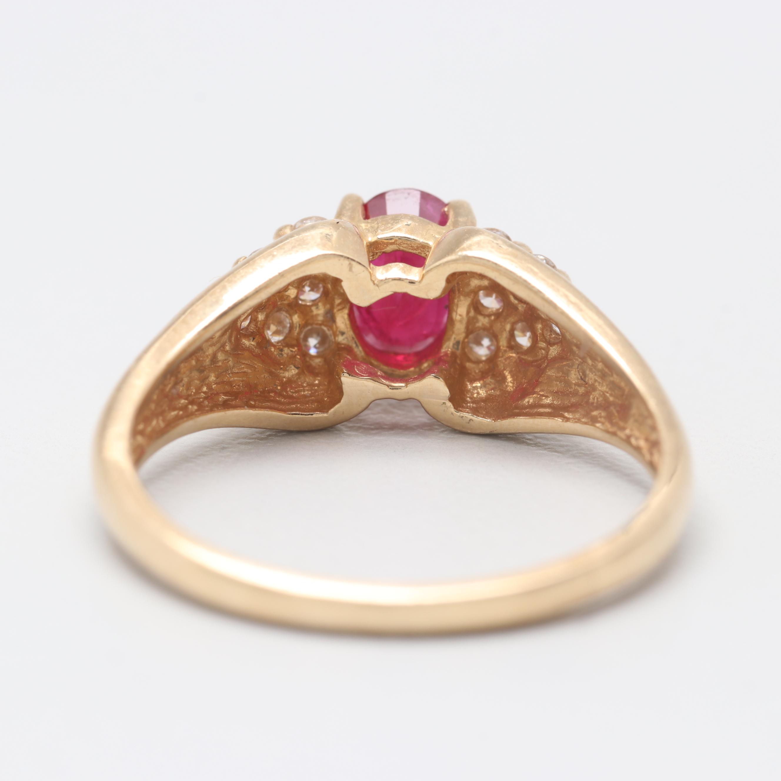 14K Yellow Gold Ruby and Diamond Ring