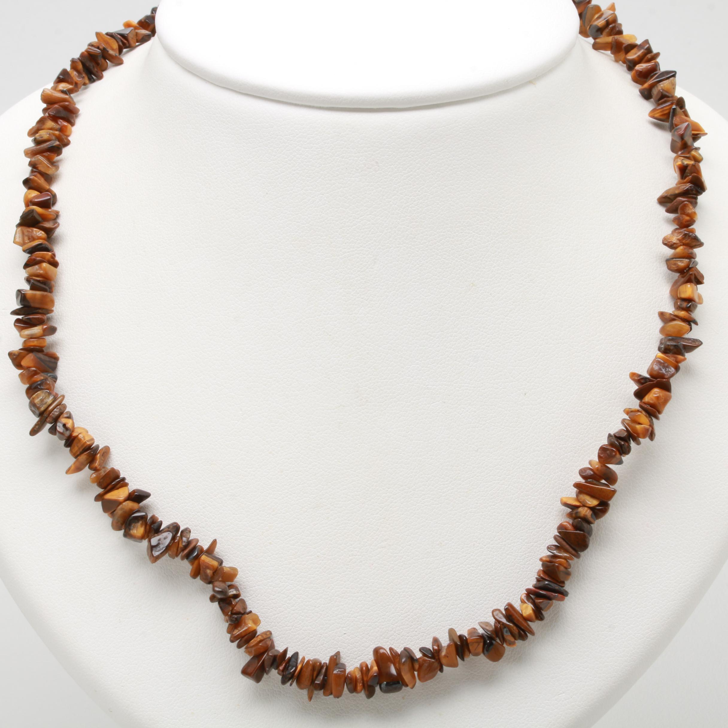 10K Yellow Gold Tiger's Eye Necklace