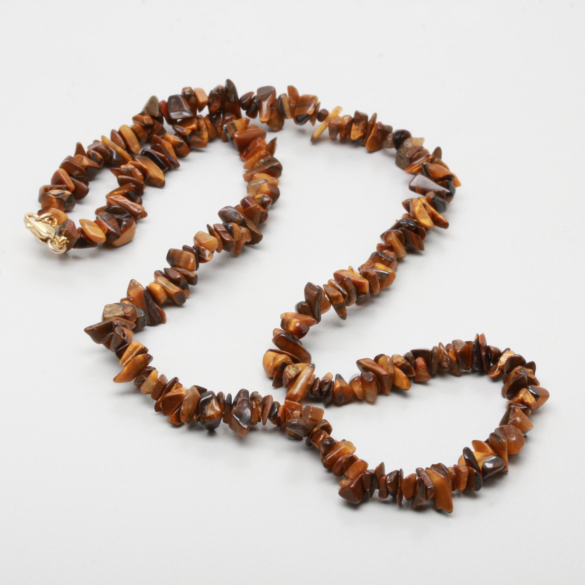 10K Yellow Gold Tiger's Eye Necklace