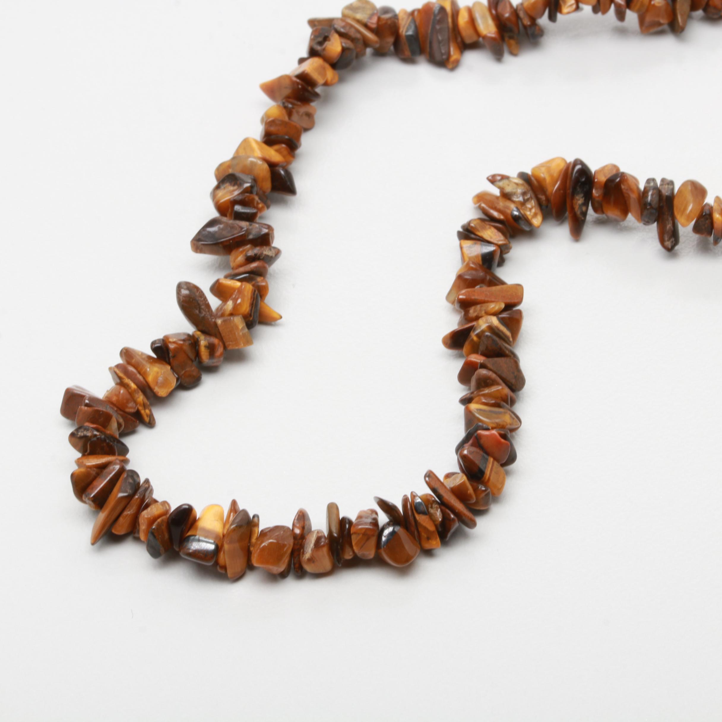 10K Yellow Gold Tiger's Eye Necklace