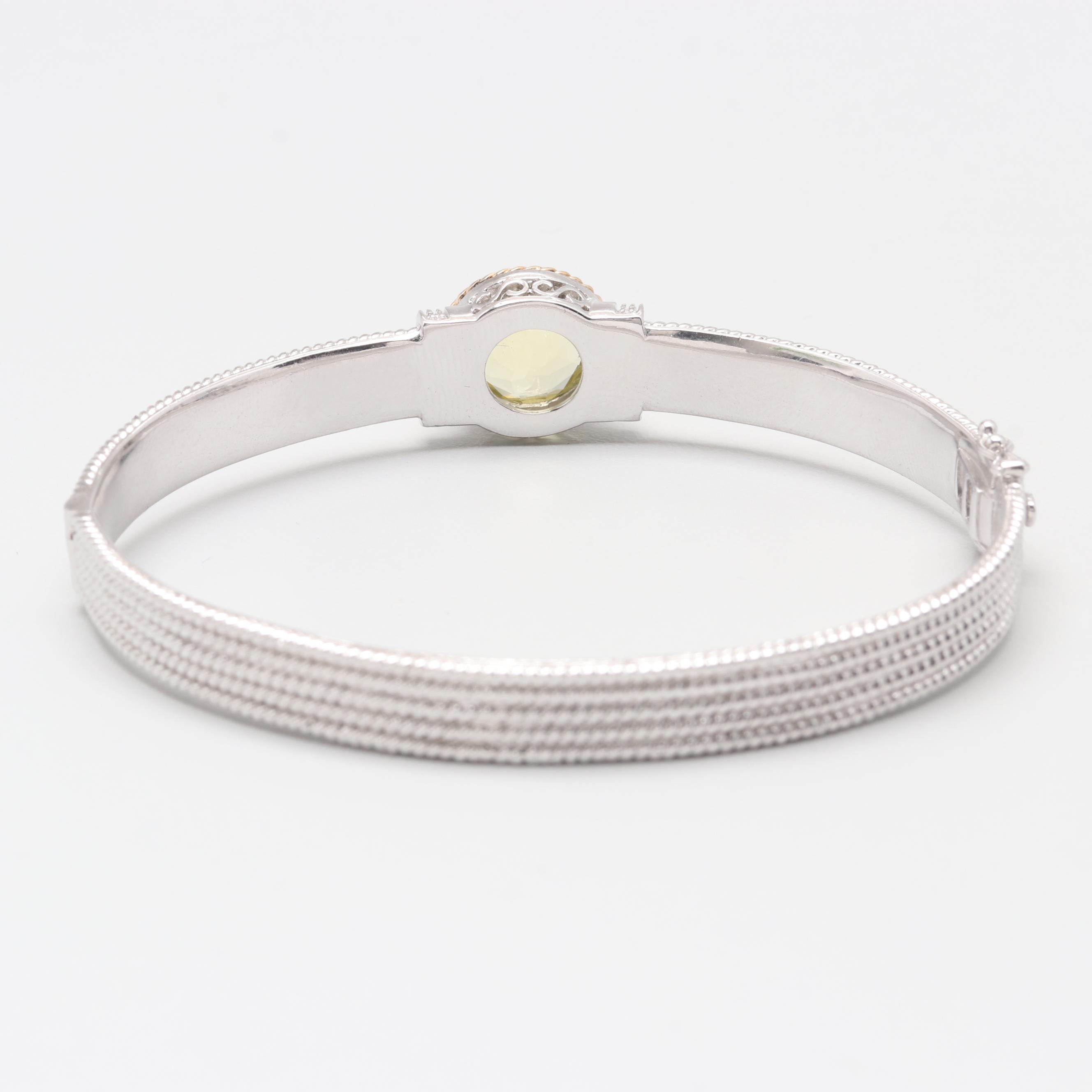 Sterling Silver Citrine and Diamond Bracelet with 14K Yellow Gold Accent