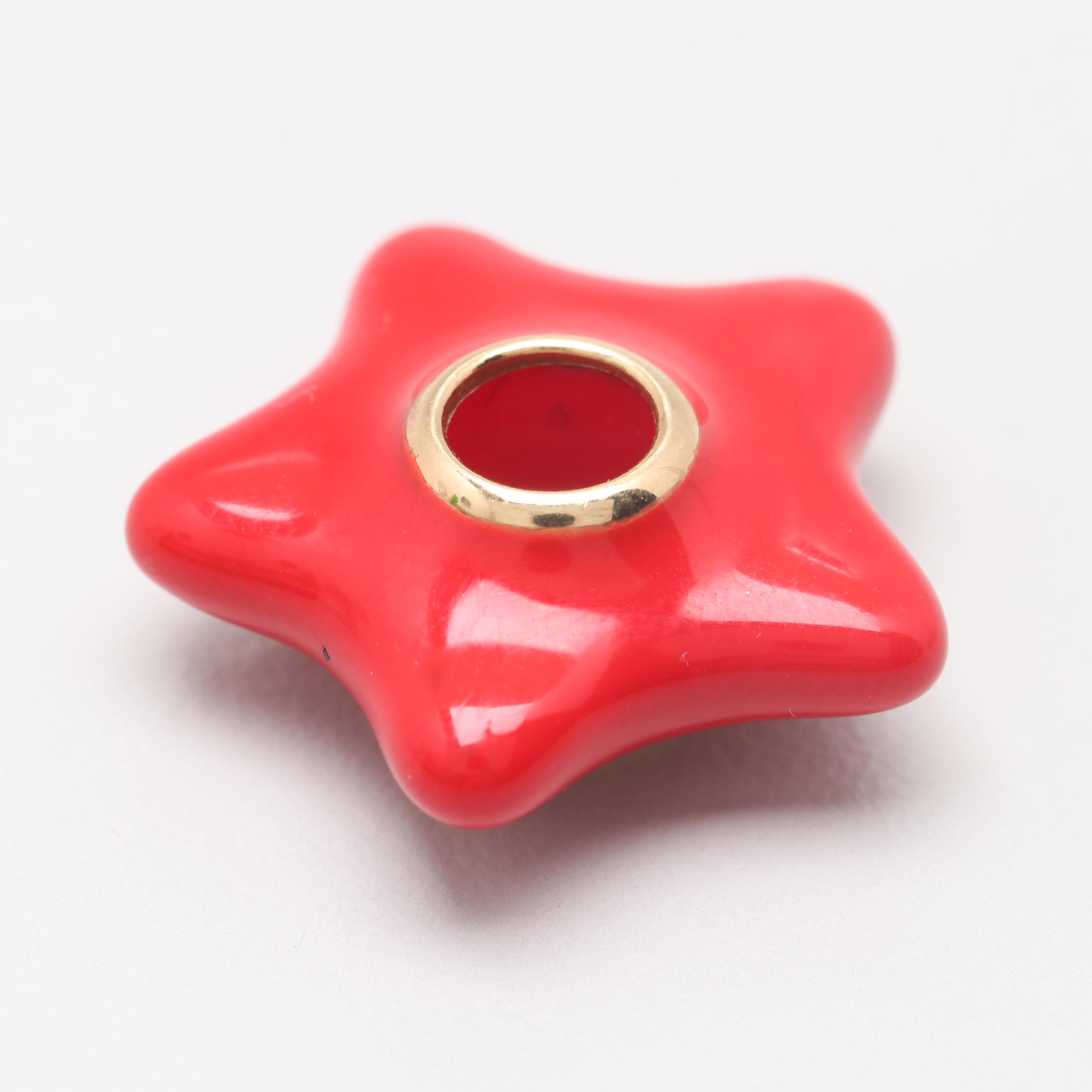 10K Yellow Gold Enamel Star Pendant