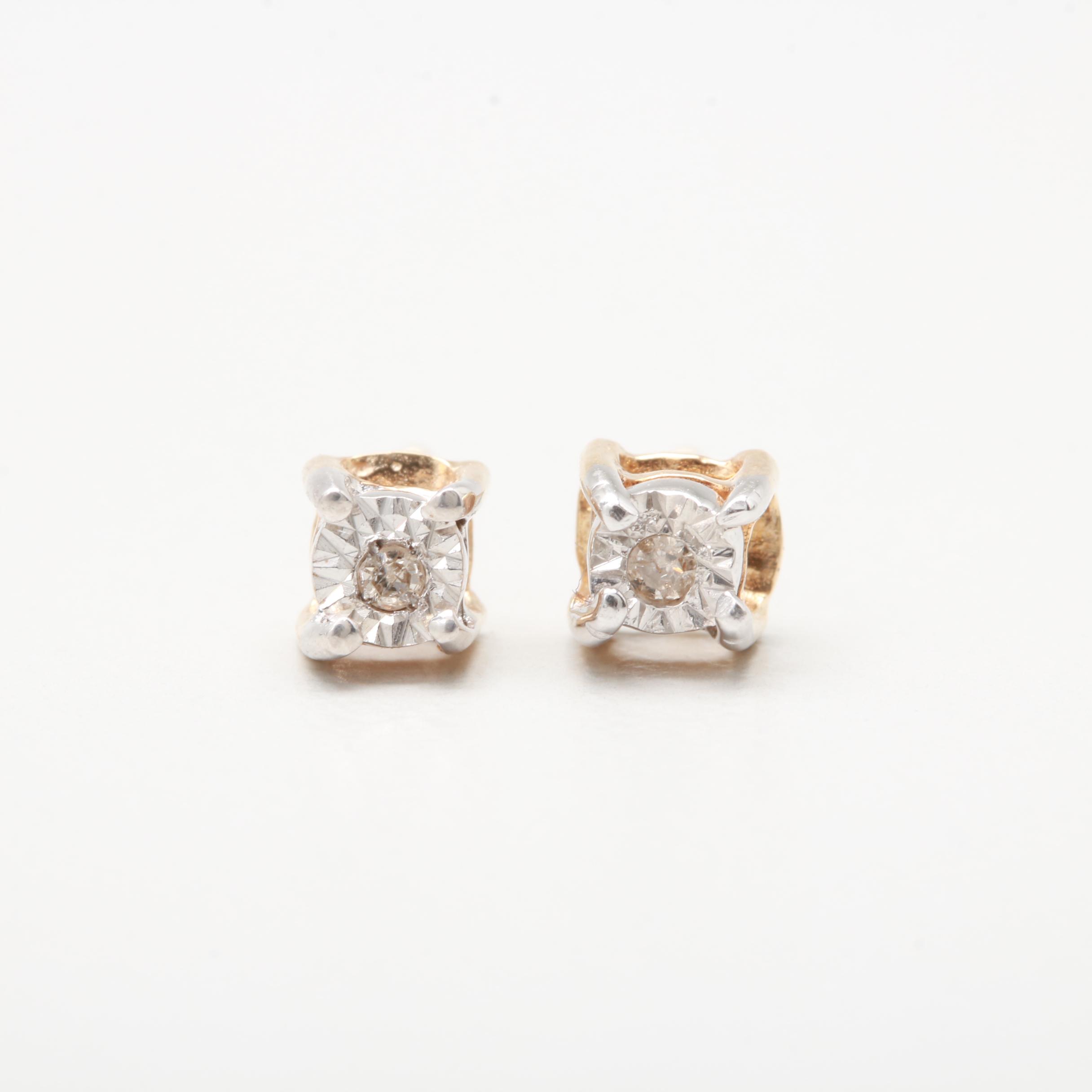 10K Yellow Gold Diamond Stud Earrings