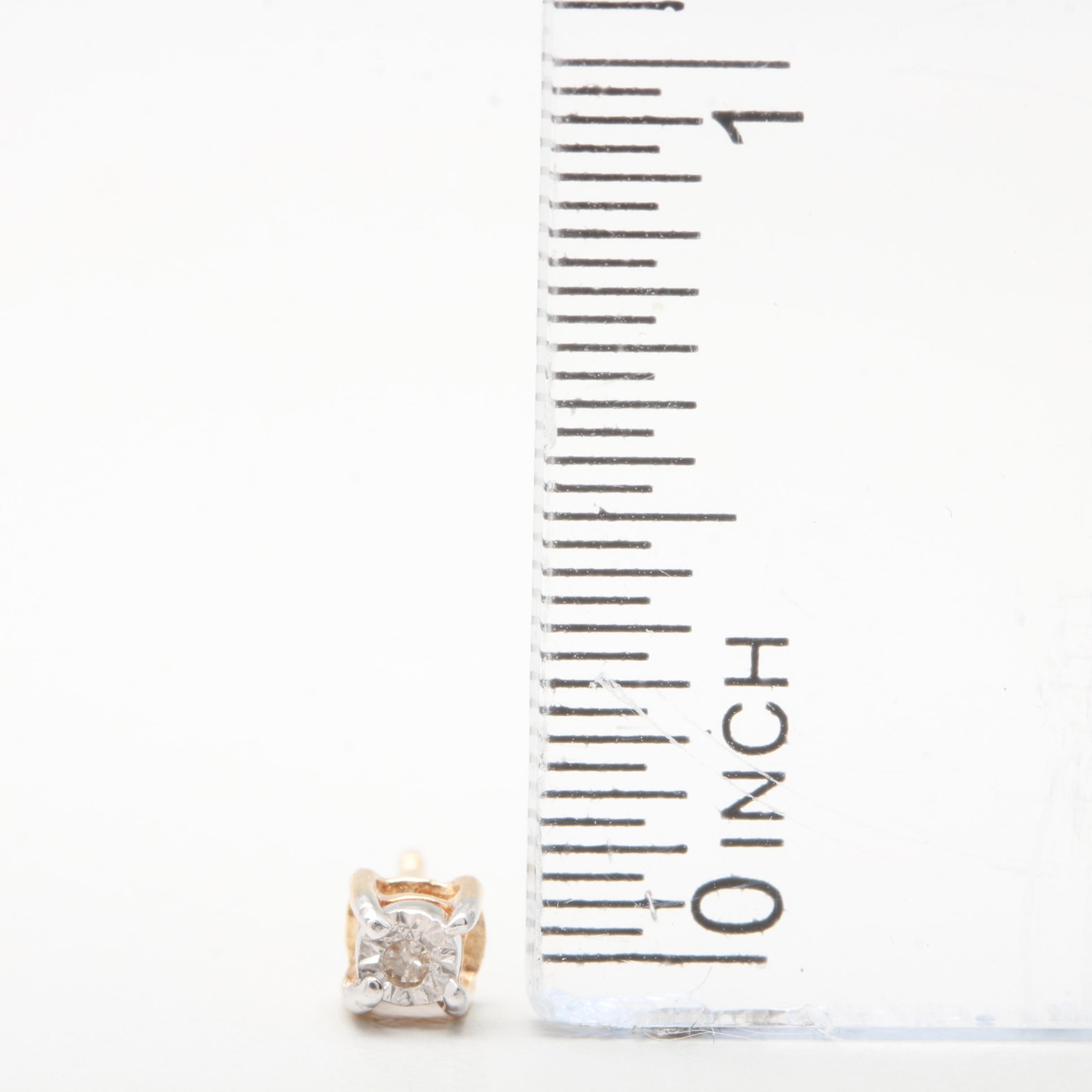 10K Yellow Gold Diamond Stud Earrings