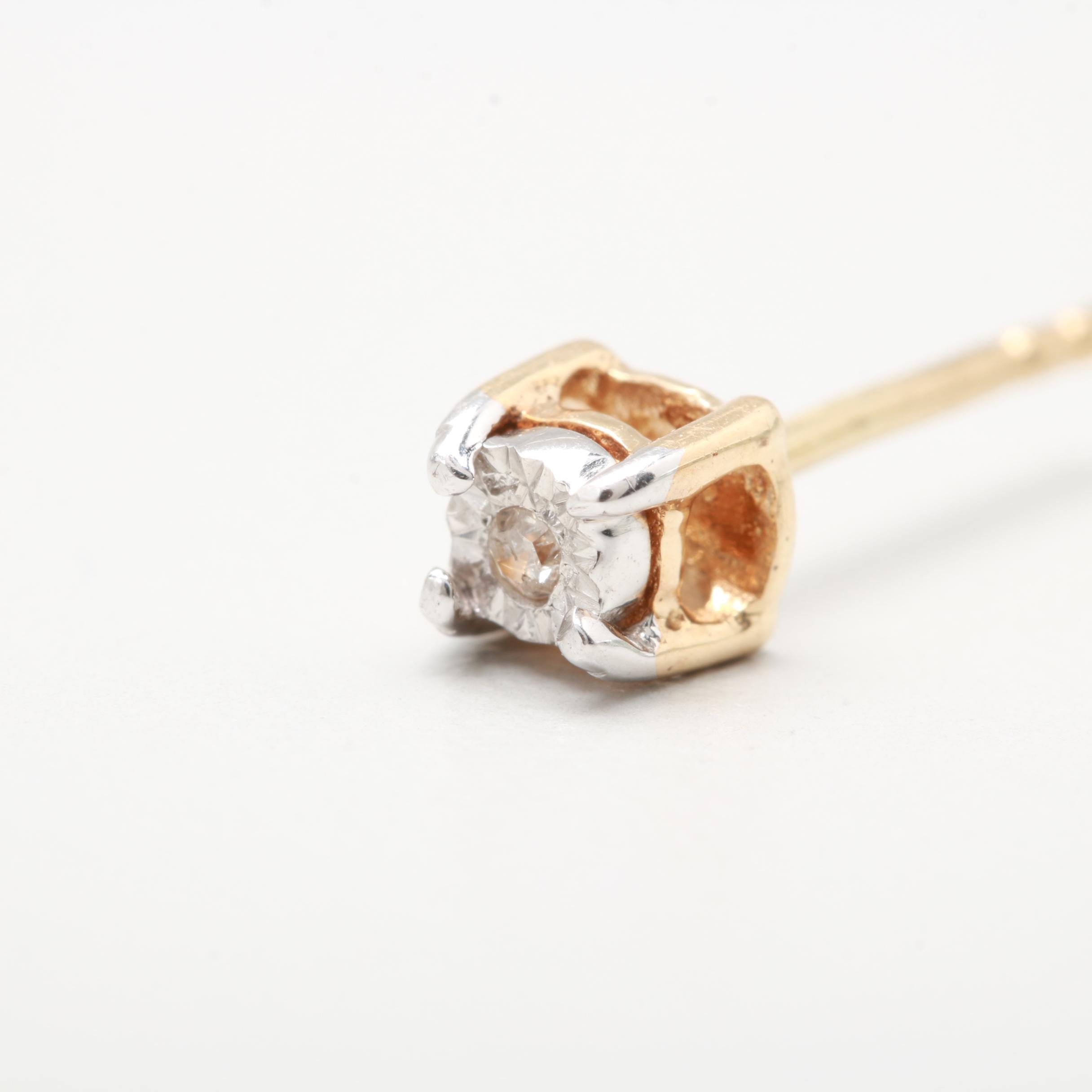 10K Yellow Gold Diamond Stud Earrings