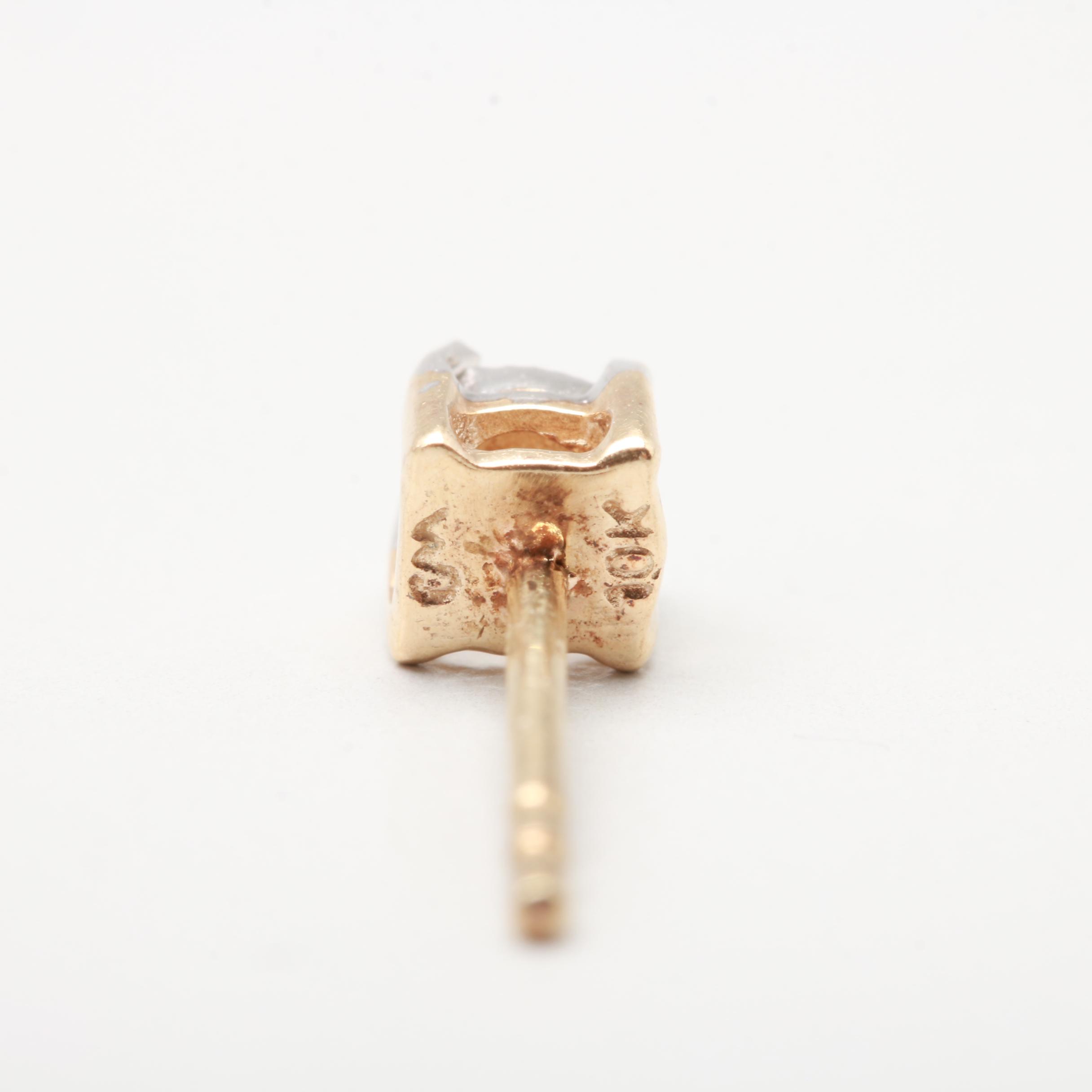 10K Yellow Gold Diamond Stud Earrings