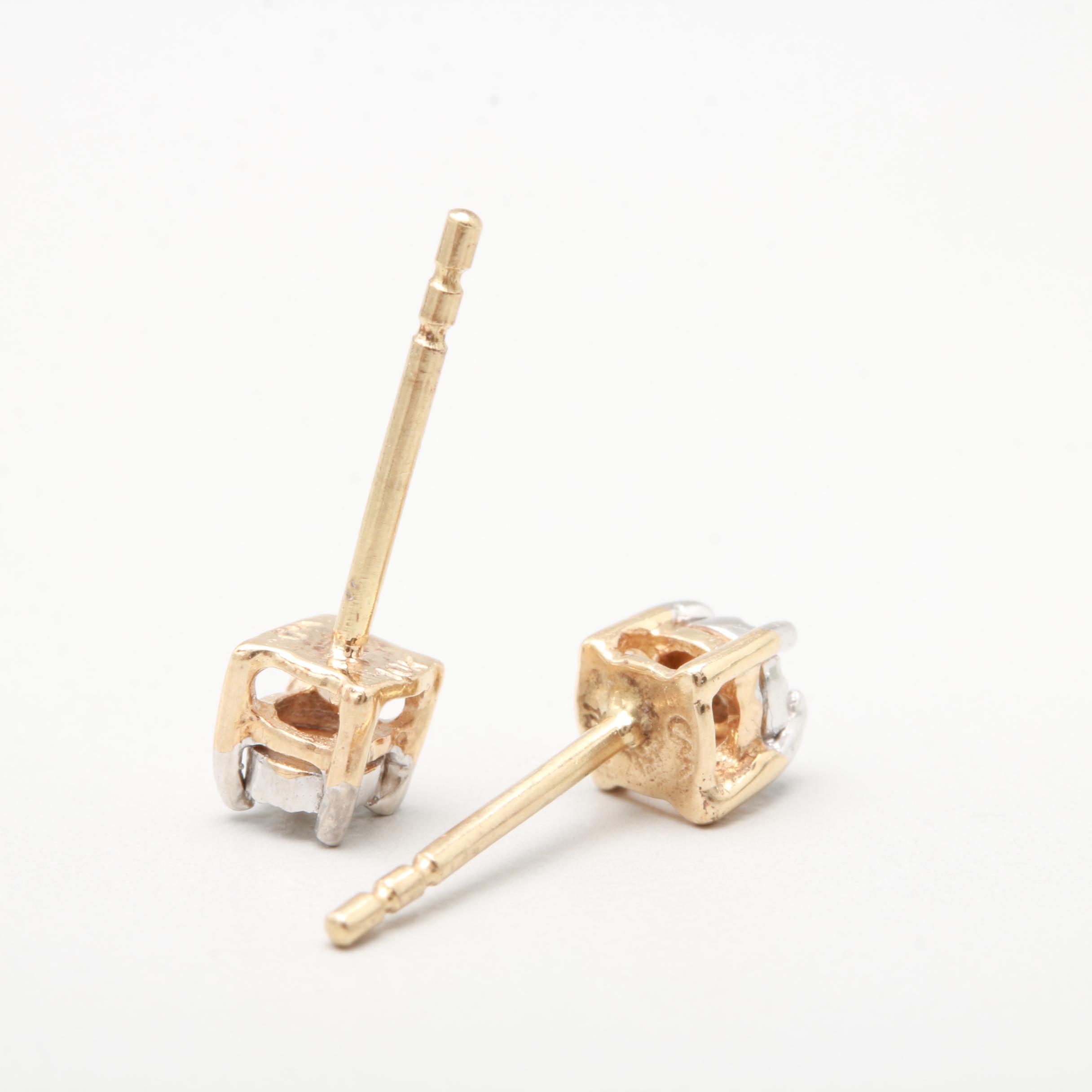10K Yellow Gold Diamond Stud Earrings