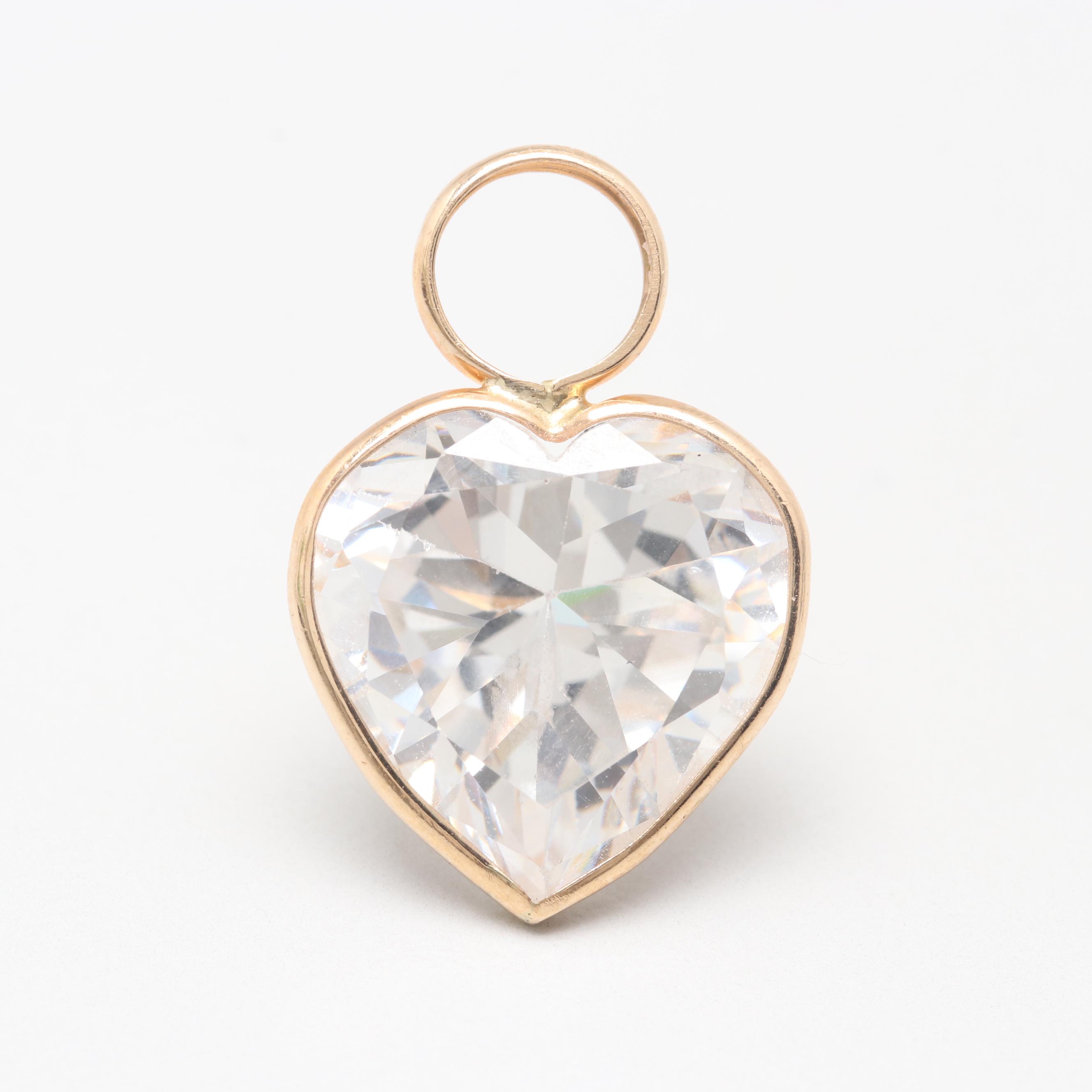 14K Yellow Gold Cubic Zirconia Heart Pendant