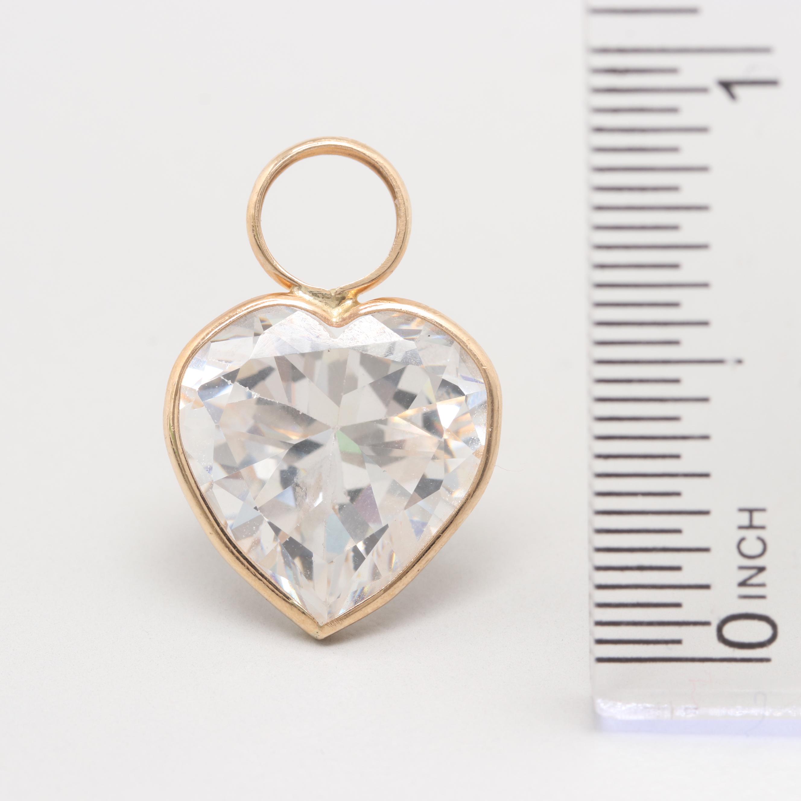 14K Yellow Gold Cubic Zirconia Heart Pendant