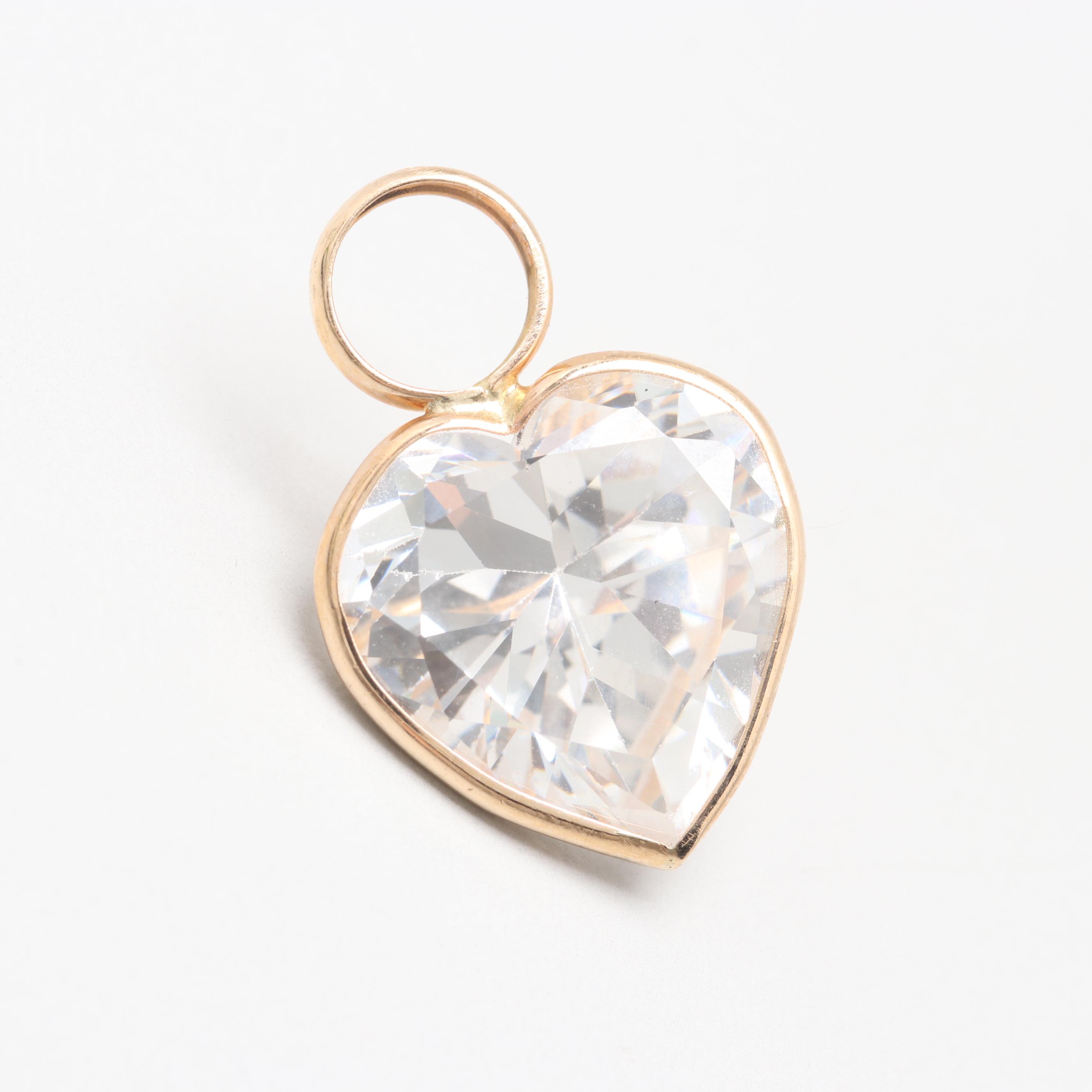 14K Yellow Gold Cubic Zirconia Heart Pendant