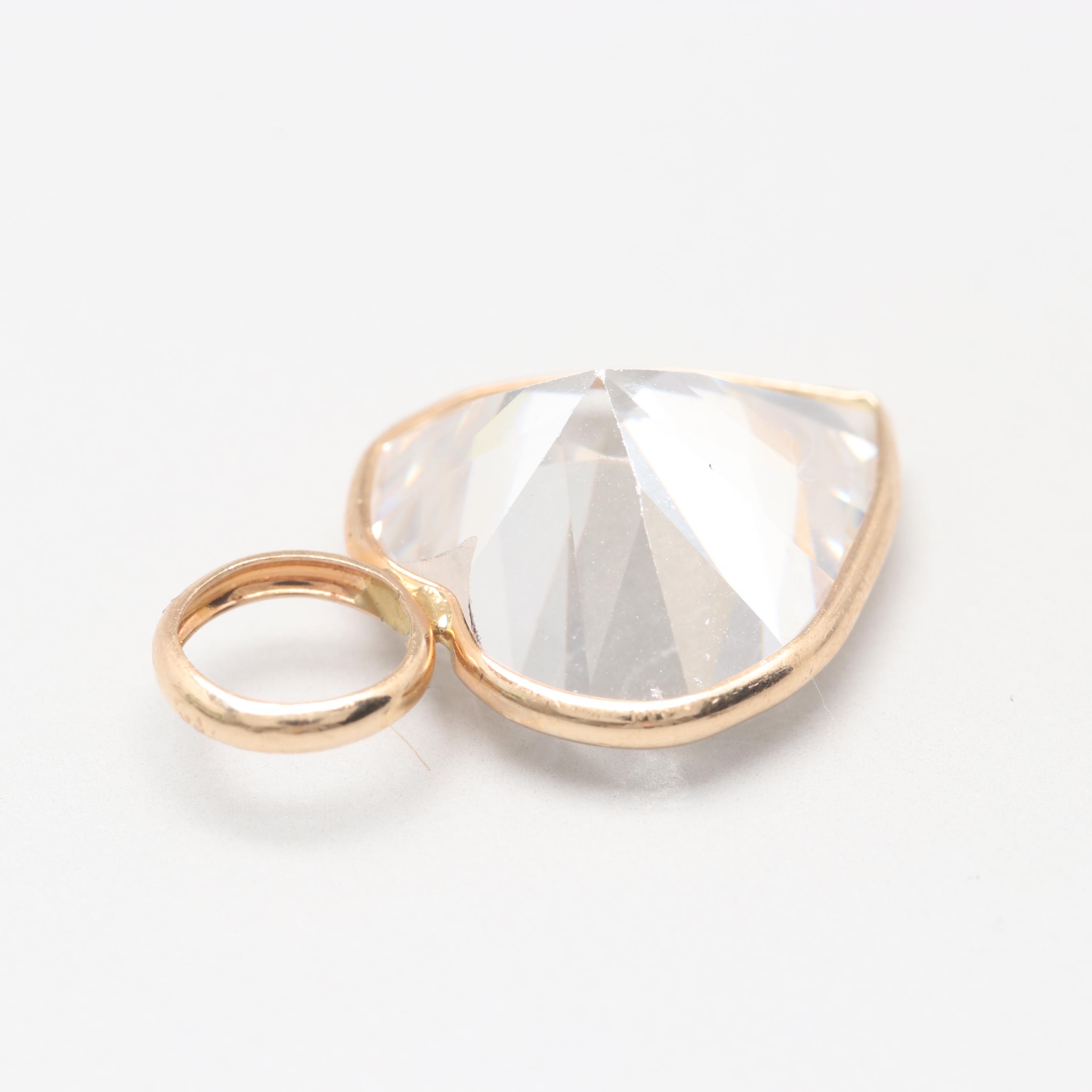 14K Yellow Gold Cubic Zirconia Heart Pendant