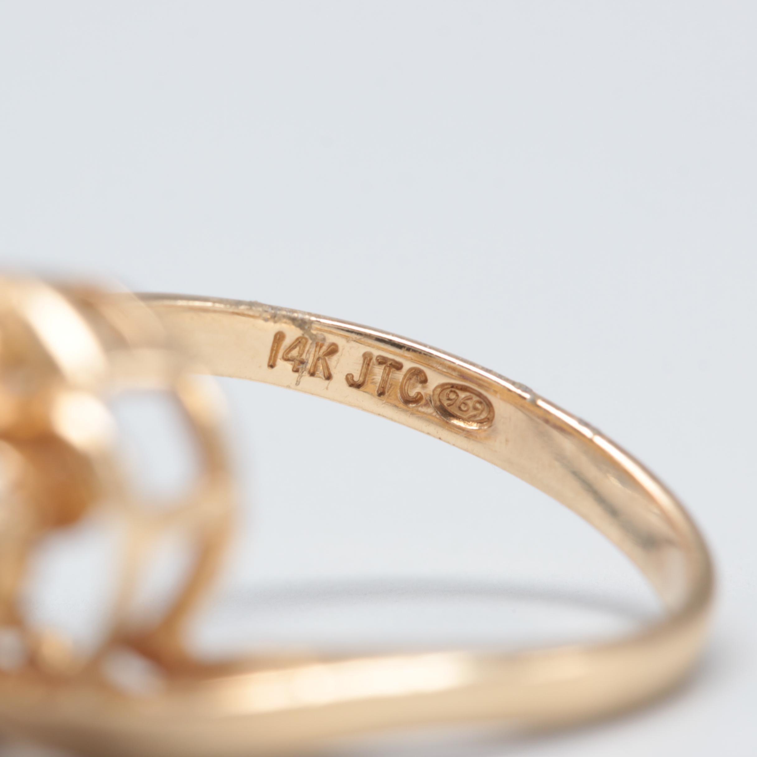 14K Yellow Gold Amethyst and Cubic Zirconia Bypass Ring