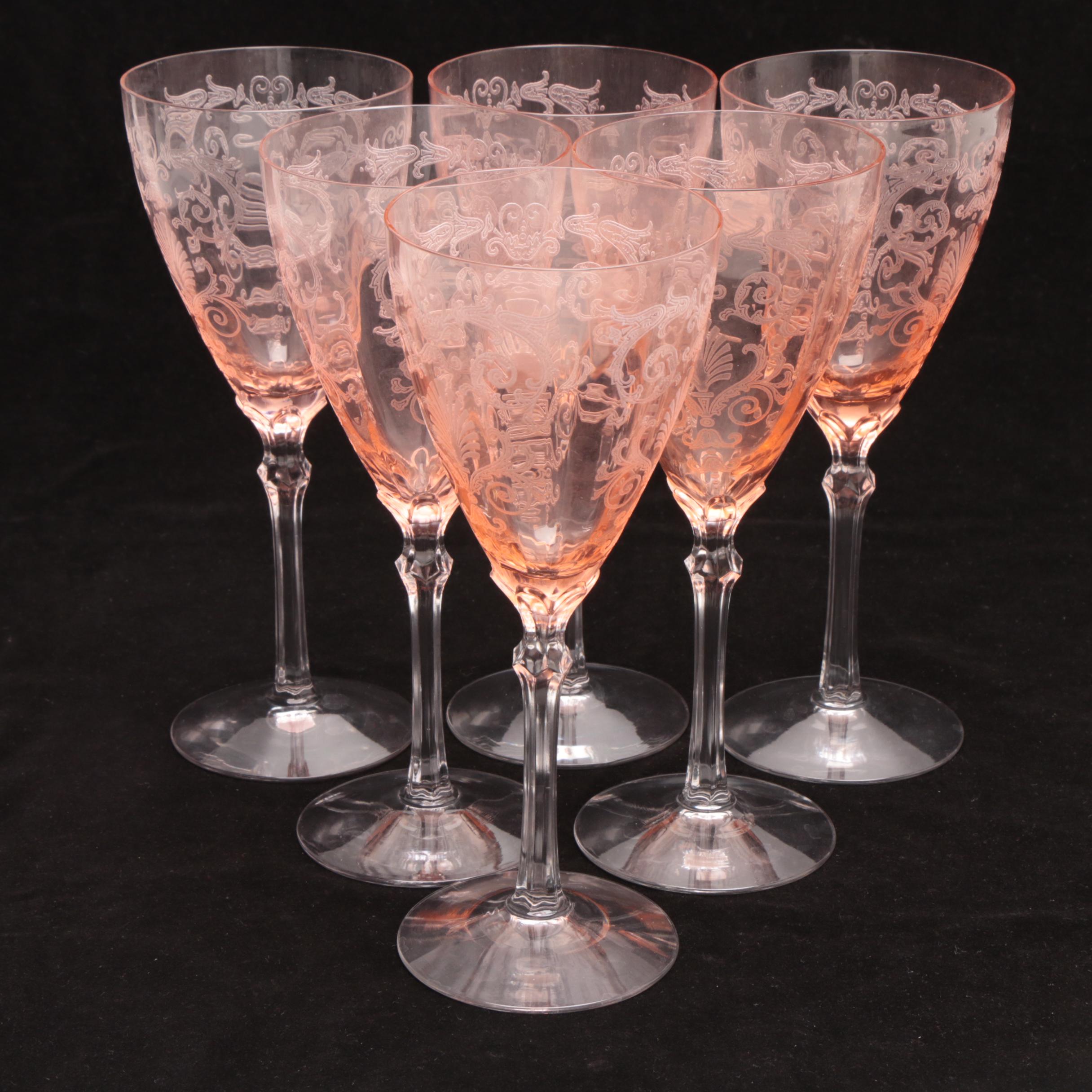 Fostoria "Versailles Pink" Depression Glass and Assorted Stemware