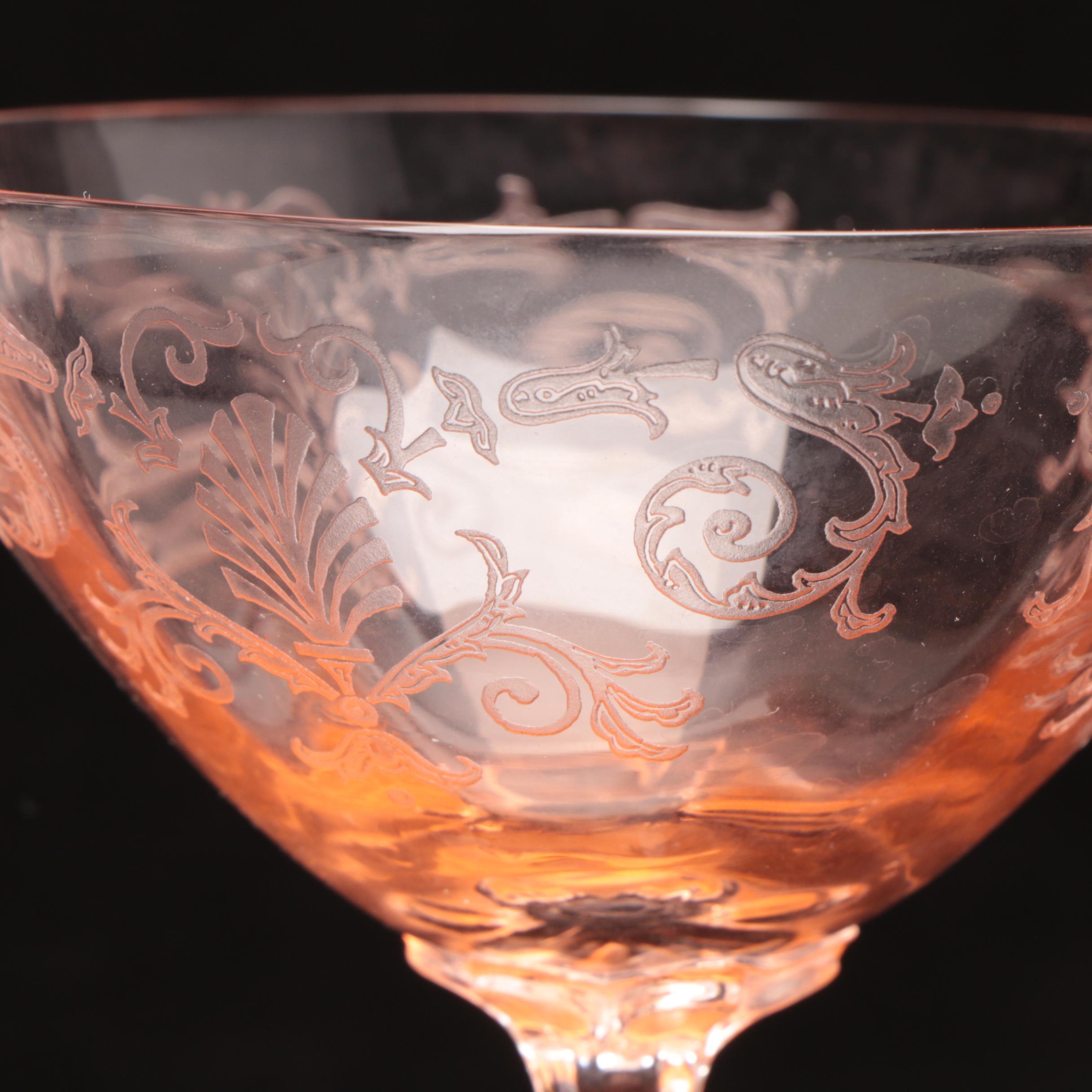 Fostoria "Versailles Pink" Depression Glass and Assorted Stemware
