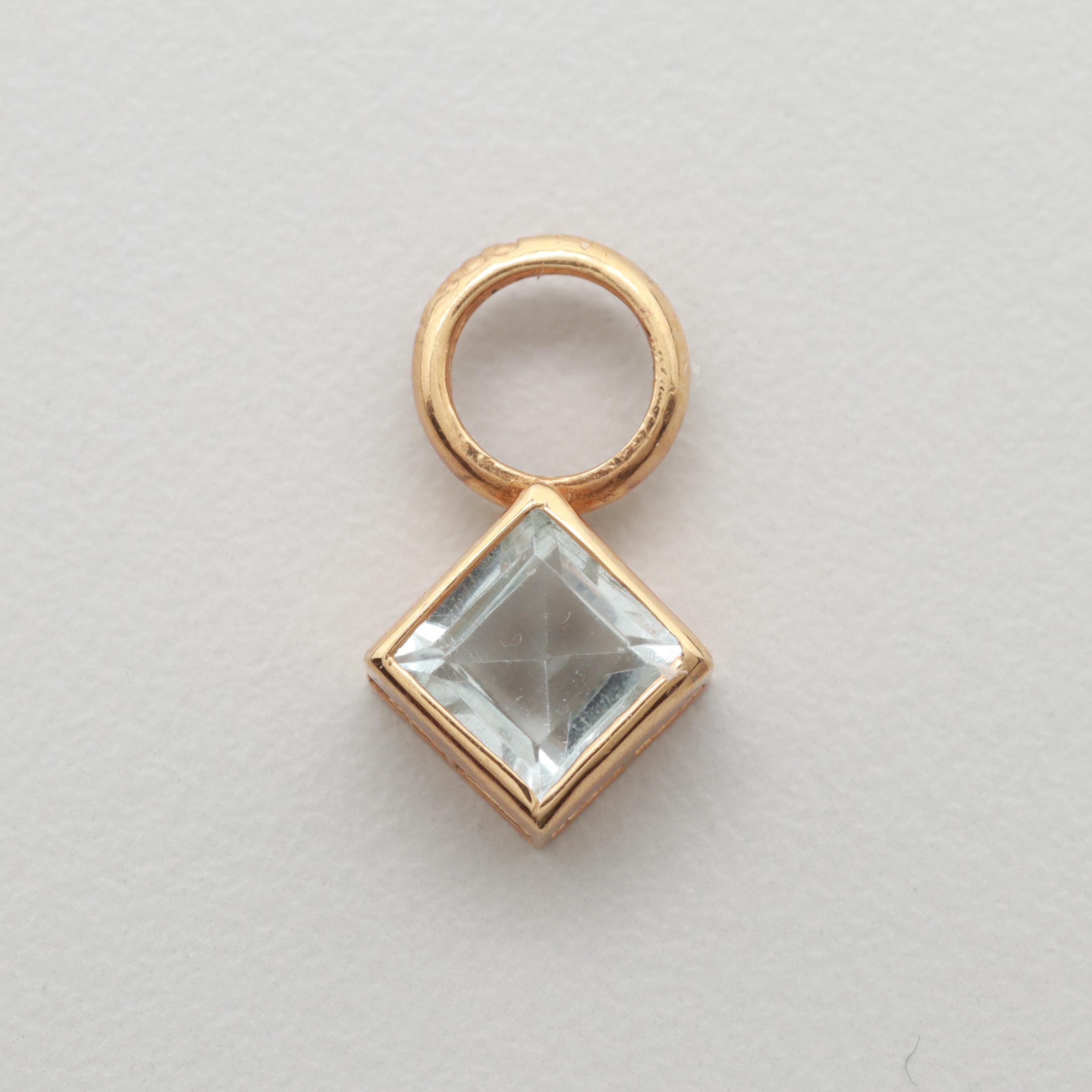 14K Yellow Gold Blue Topaz Pendant