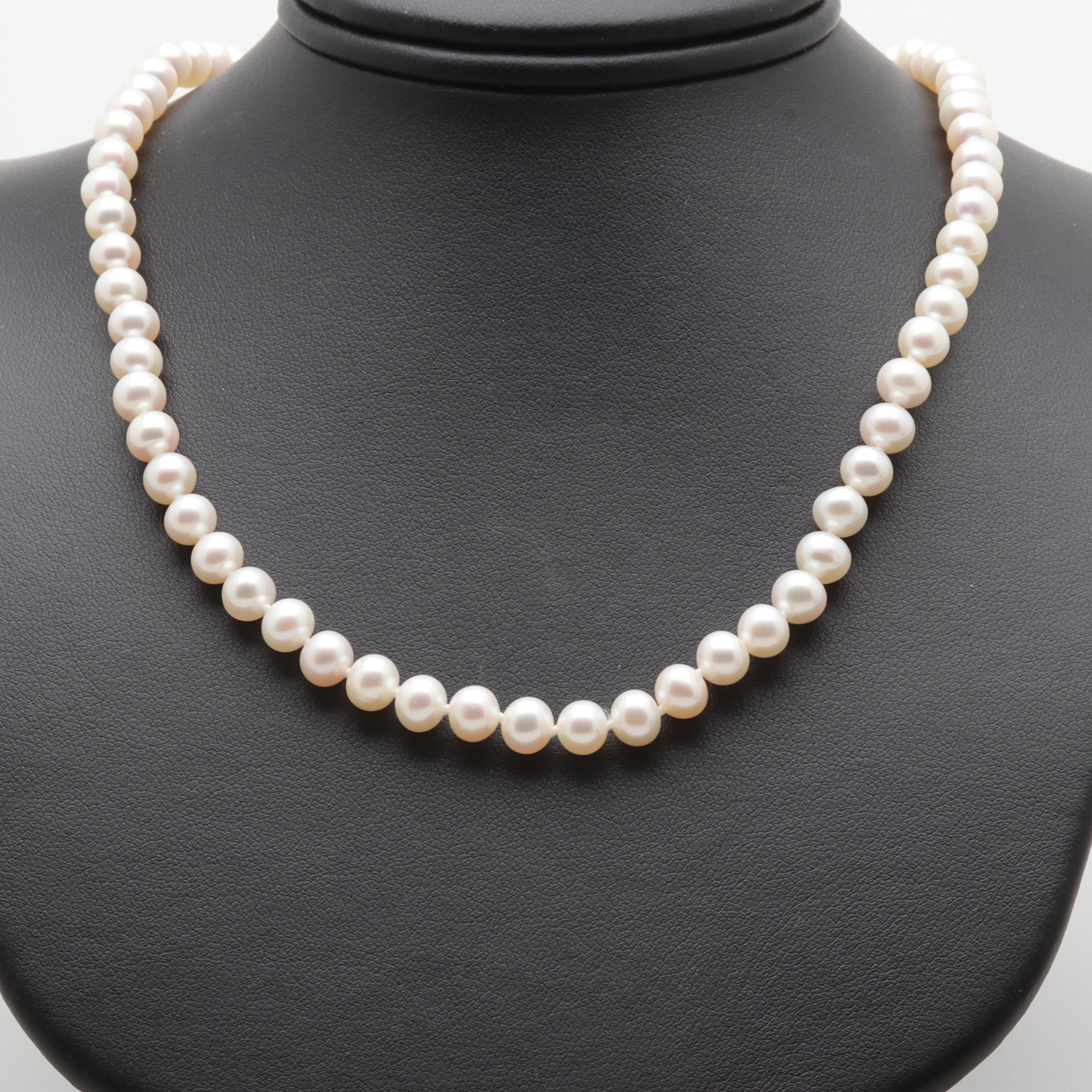 14K Yellow Gold Cultured Pearl Strand Necklace