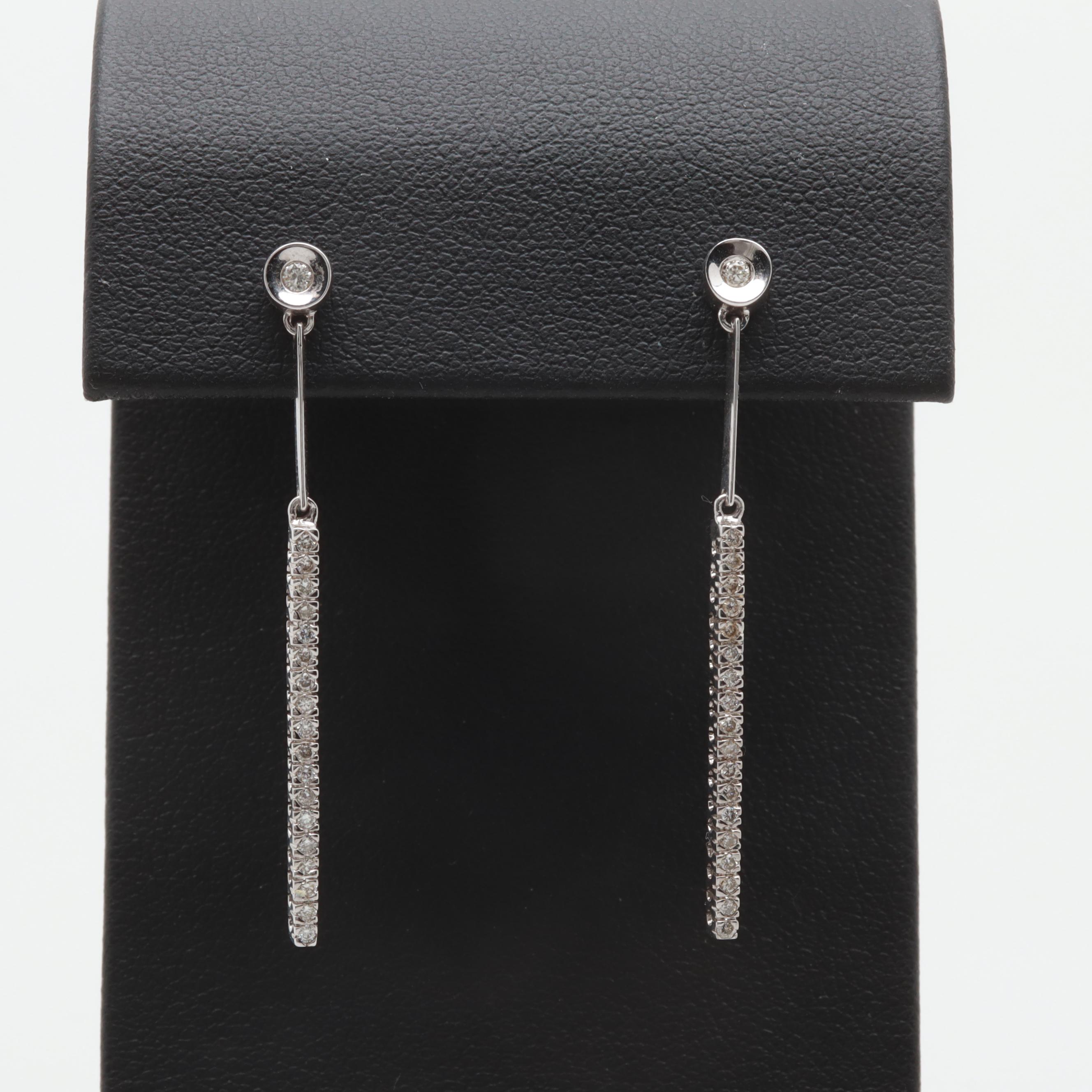 14K White Gold Diamond Drop Earrings