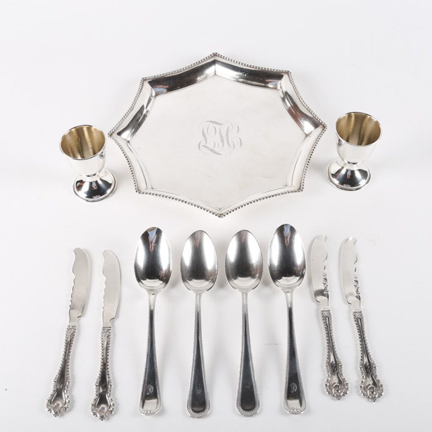 Dominick & Haff "Mazarin" Butter Spreaders with Other Sterling Silver Tableware