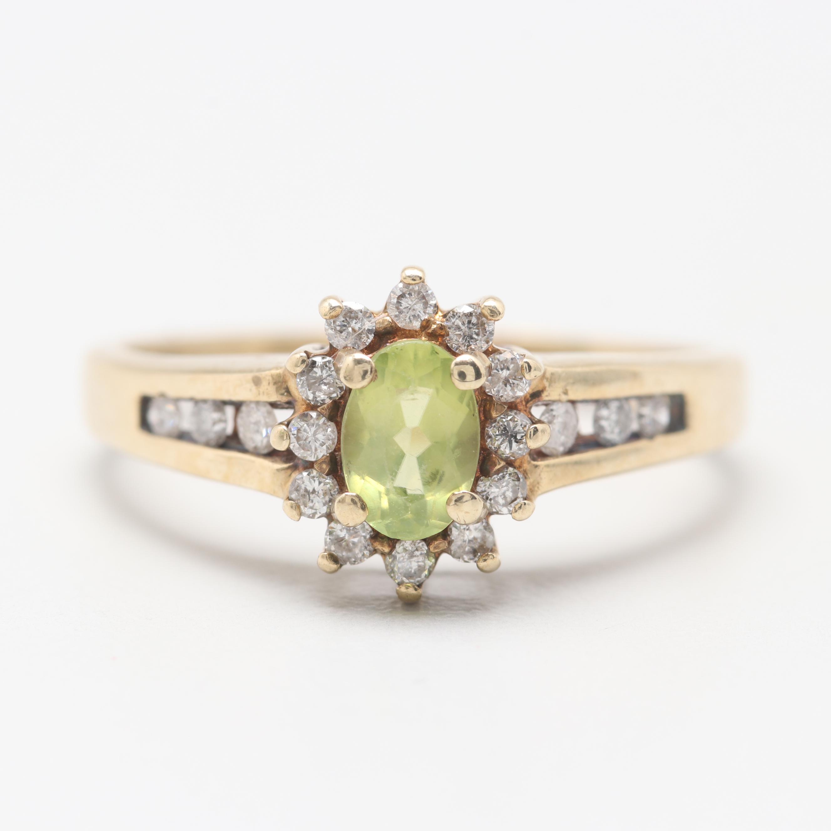 Alwand Vahan 10K Yellow Gold Peridot and Diamond Ring