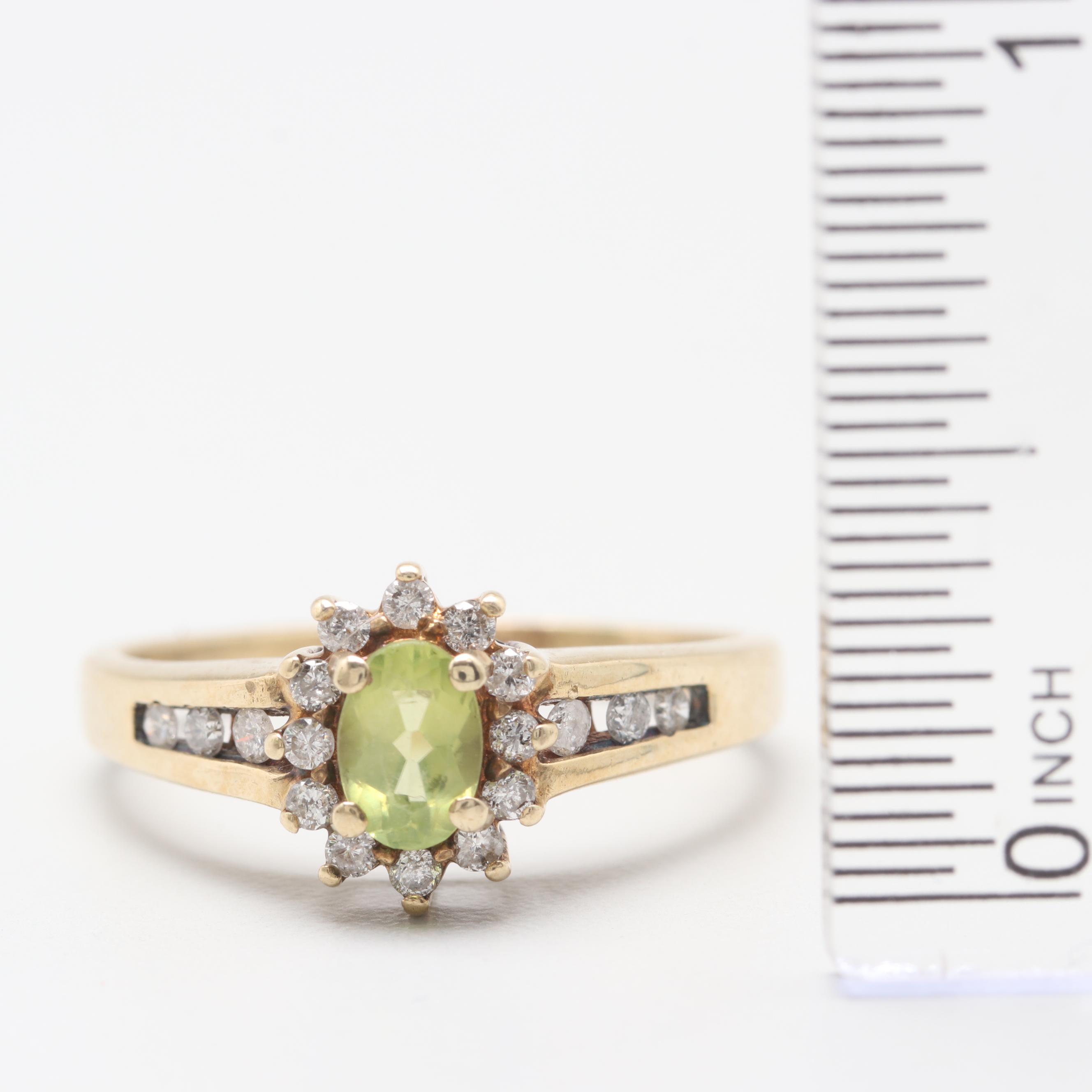 Alwand Vahan 10K Yellow Gold Peridot and Diamond Ring