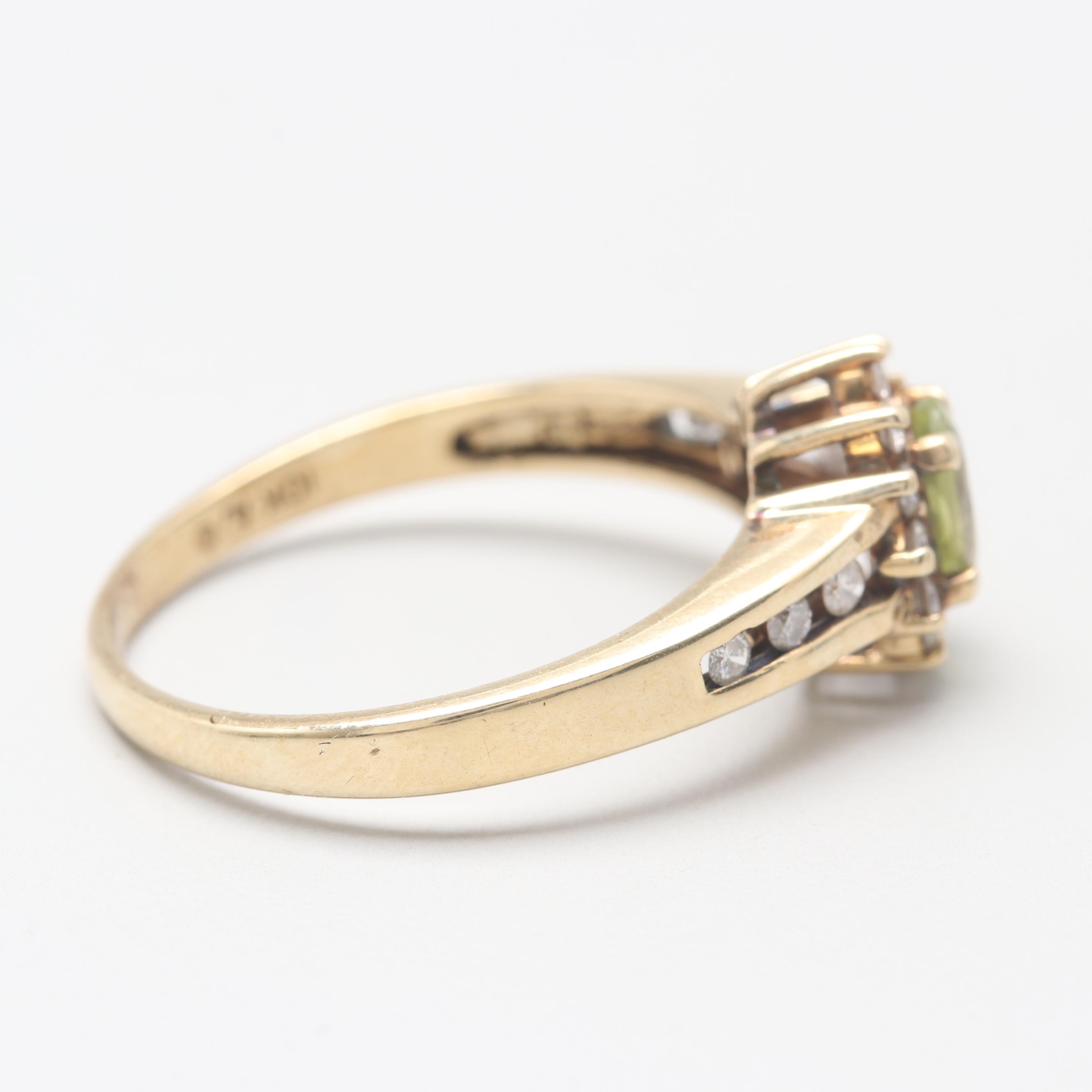 Alwand Vahan 10K Yellow Gold Peridot and Diamond Ring
