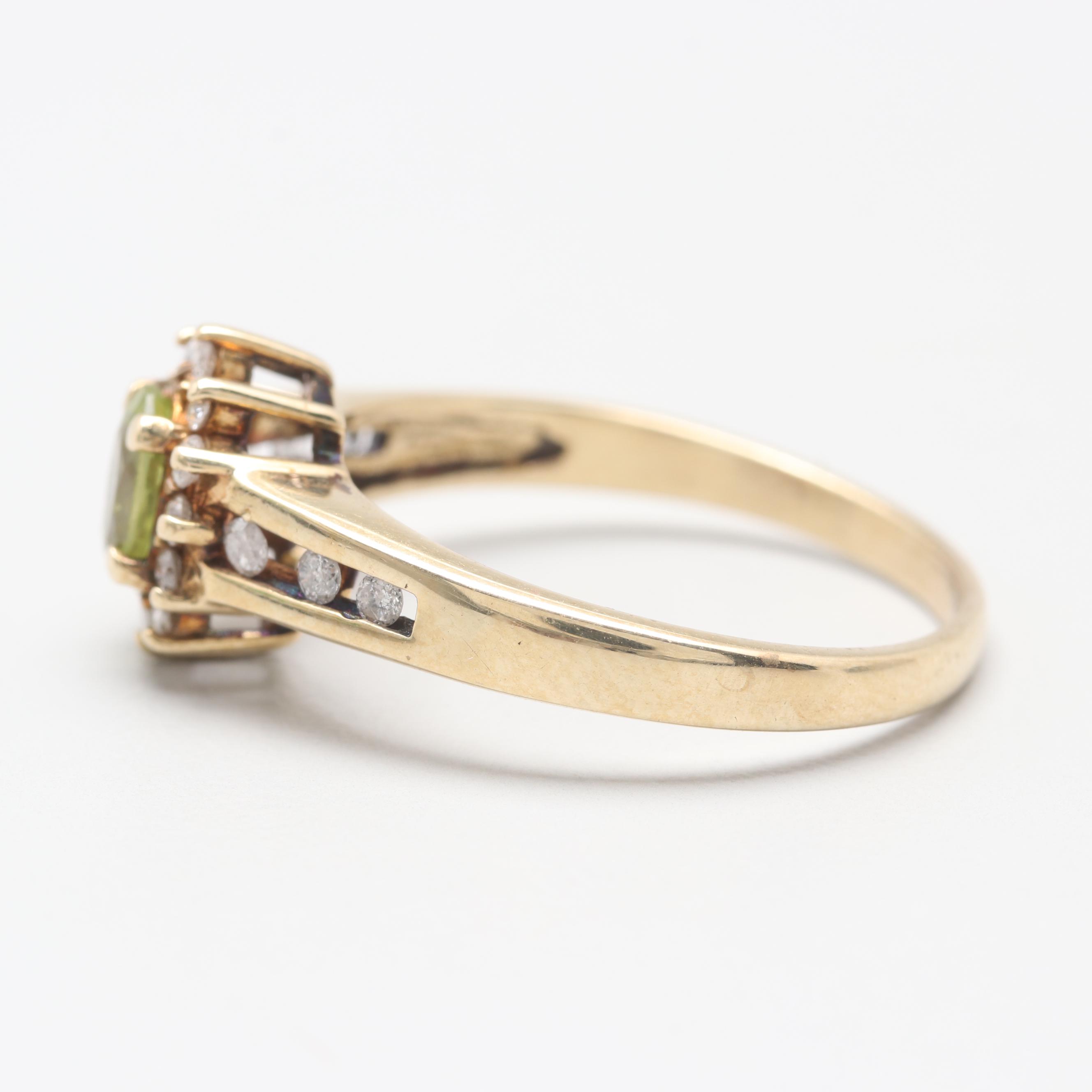 Alwand Vahan 10K Yellow Gold Peridot and Diamond Ring