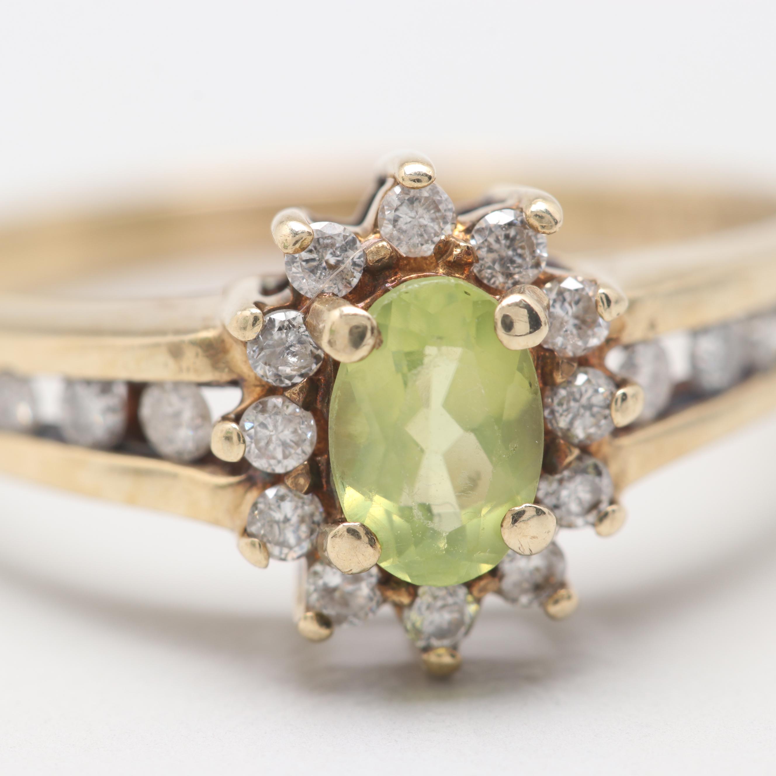 Alwand Vahan 10K Yellow Gold Peridot and Diamond Ring