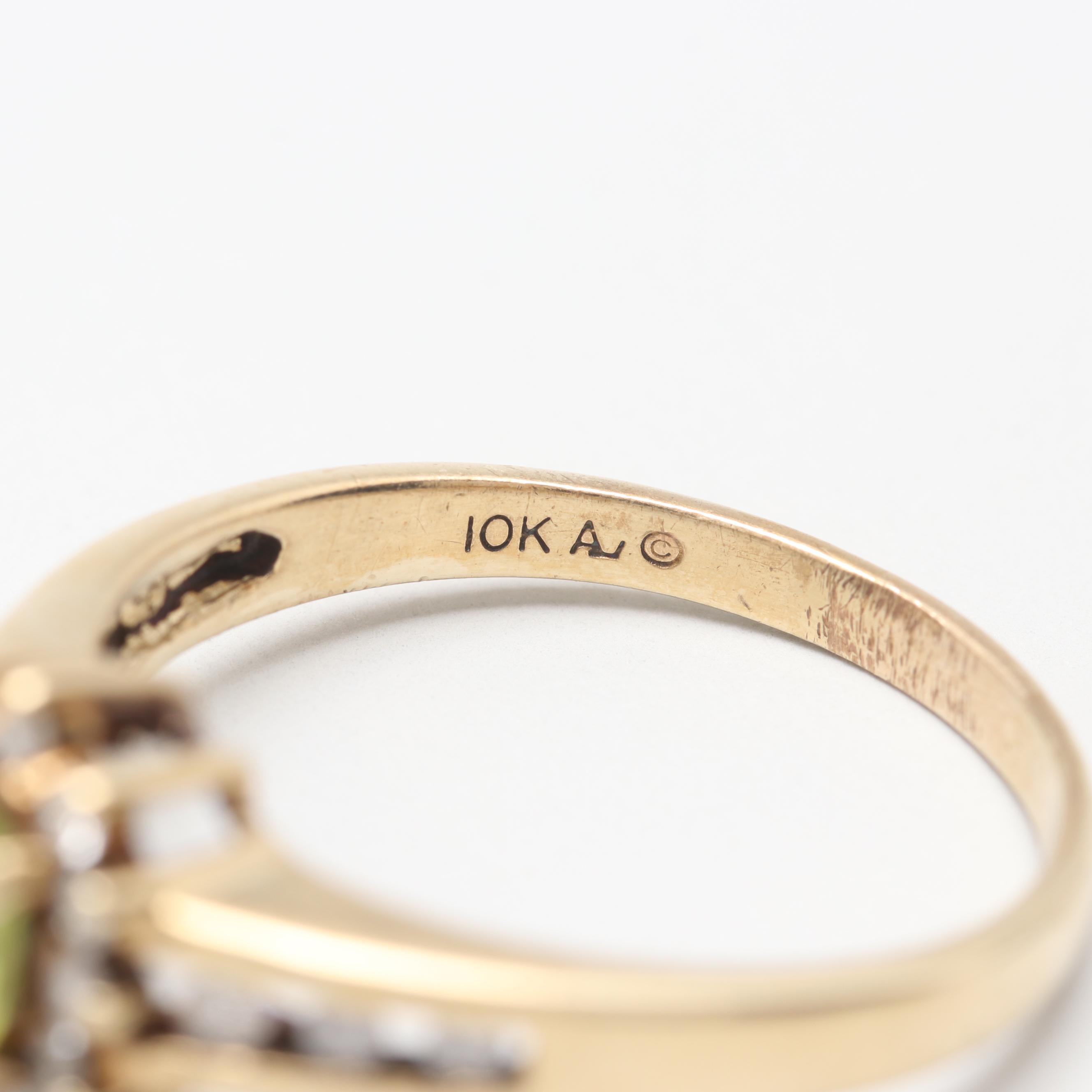 Alwand Vahan 10K Yellow Gold Peridot and Diamond Ring