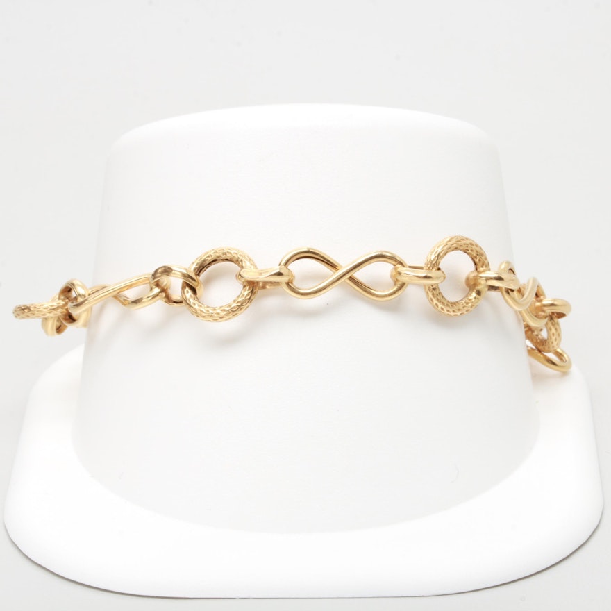 18K Yellow Gold Textured Linked Bracelet