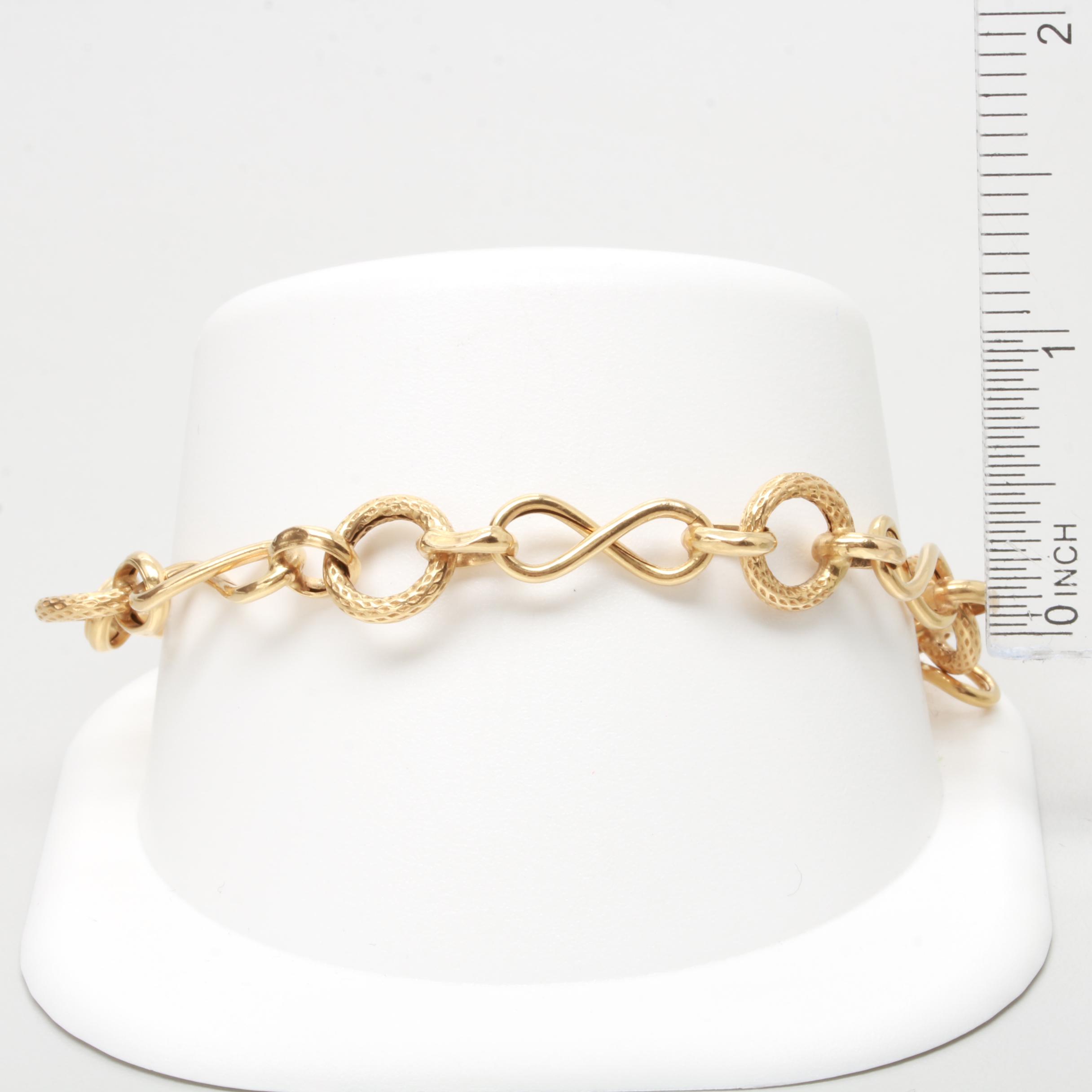 18K Yellow Gold Textured Linked Bracelet