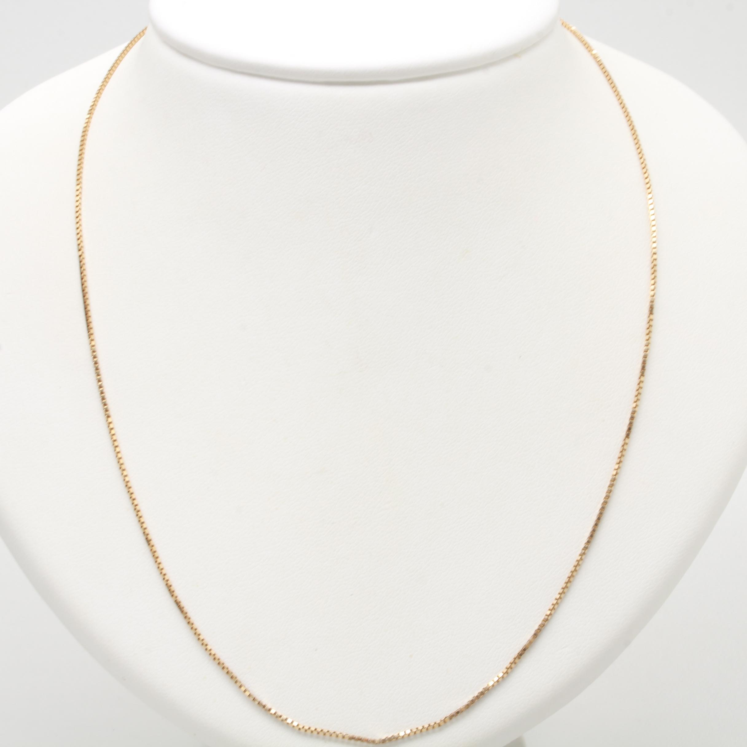 14K Yellow Gold Box Chain Necklace