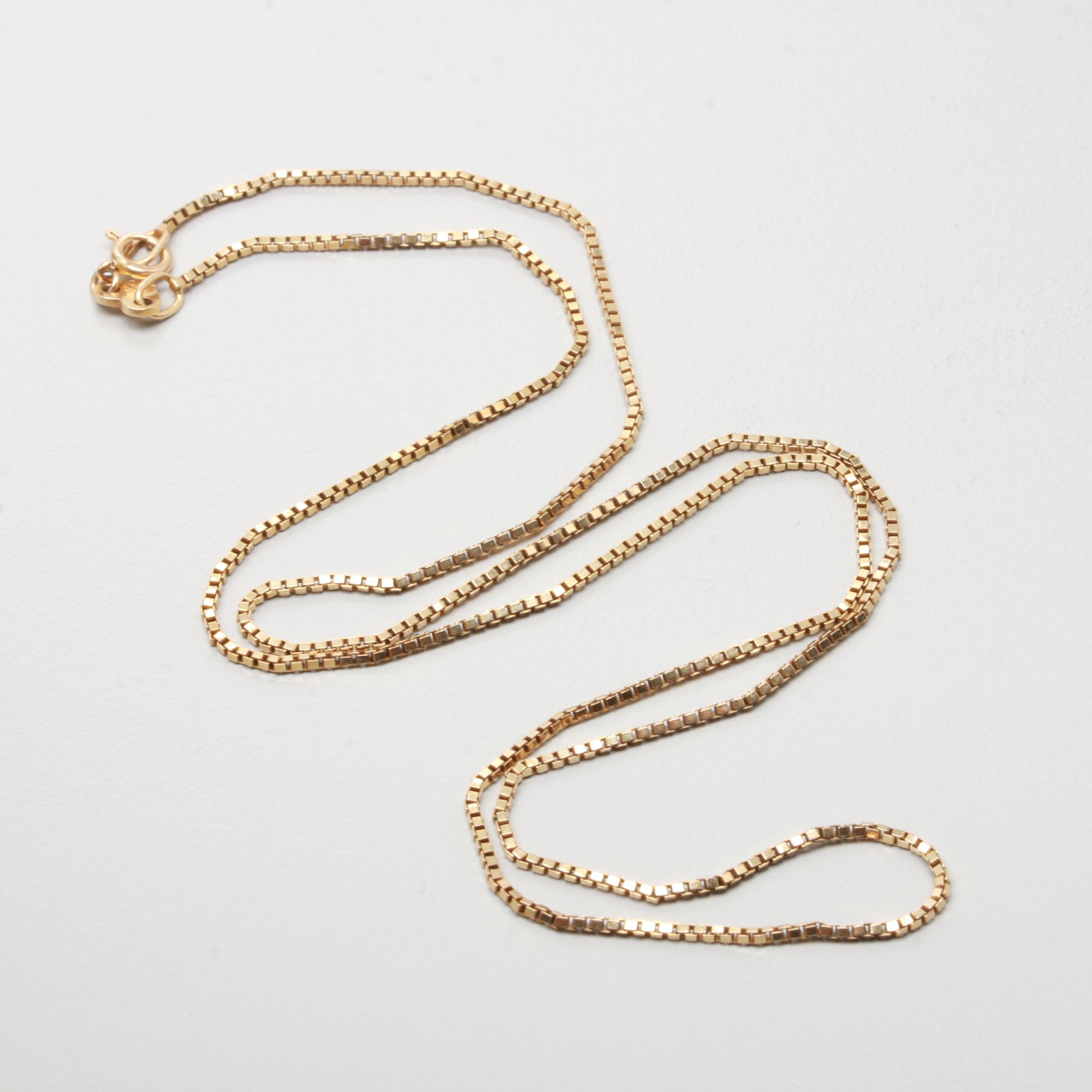 14K Yellow Gold Box Chain Necklace