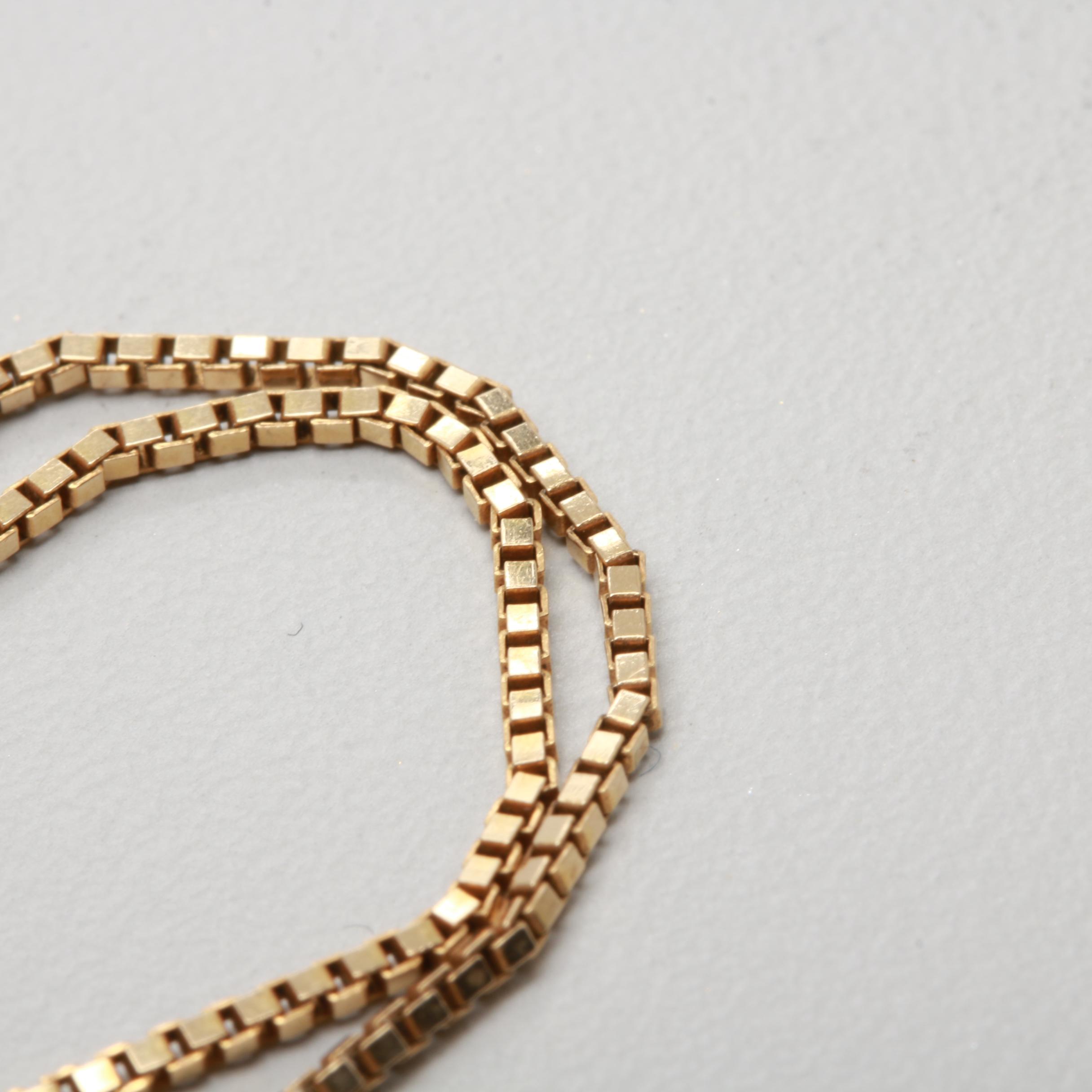 14K Yellow Gold Box Chain Necklace