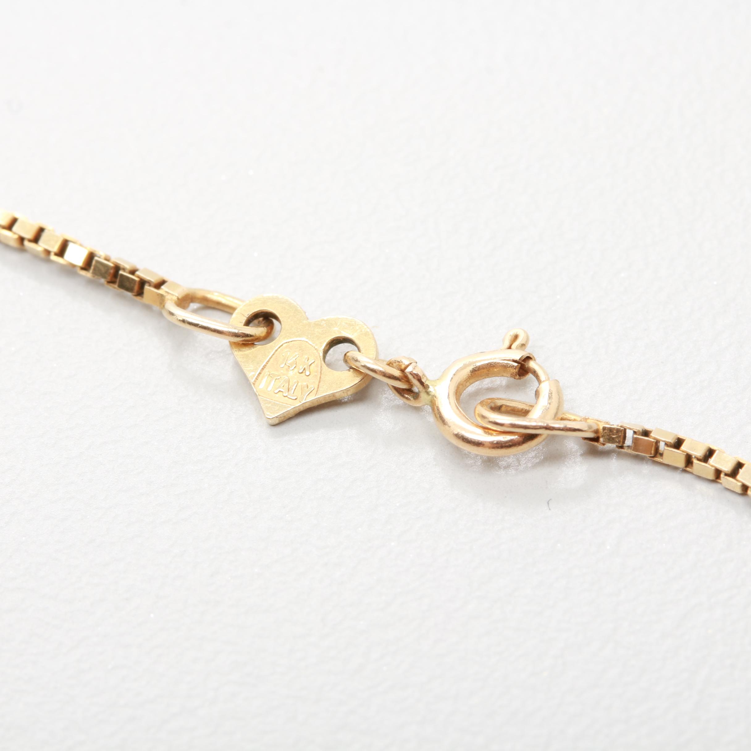 14K Yellow Gold Box Chain Necklace