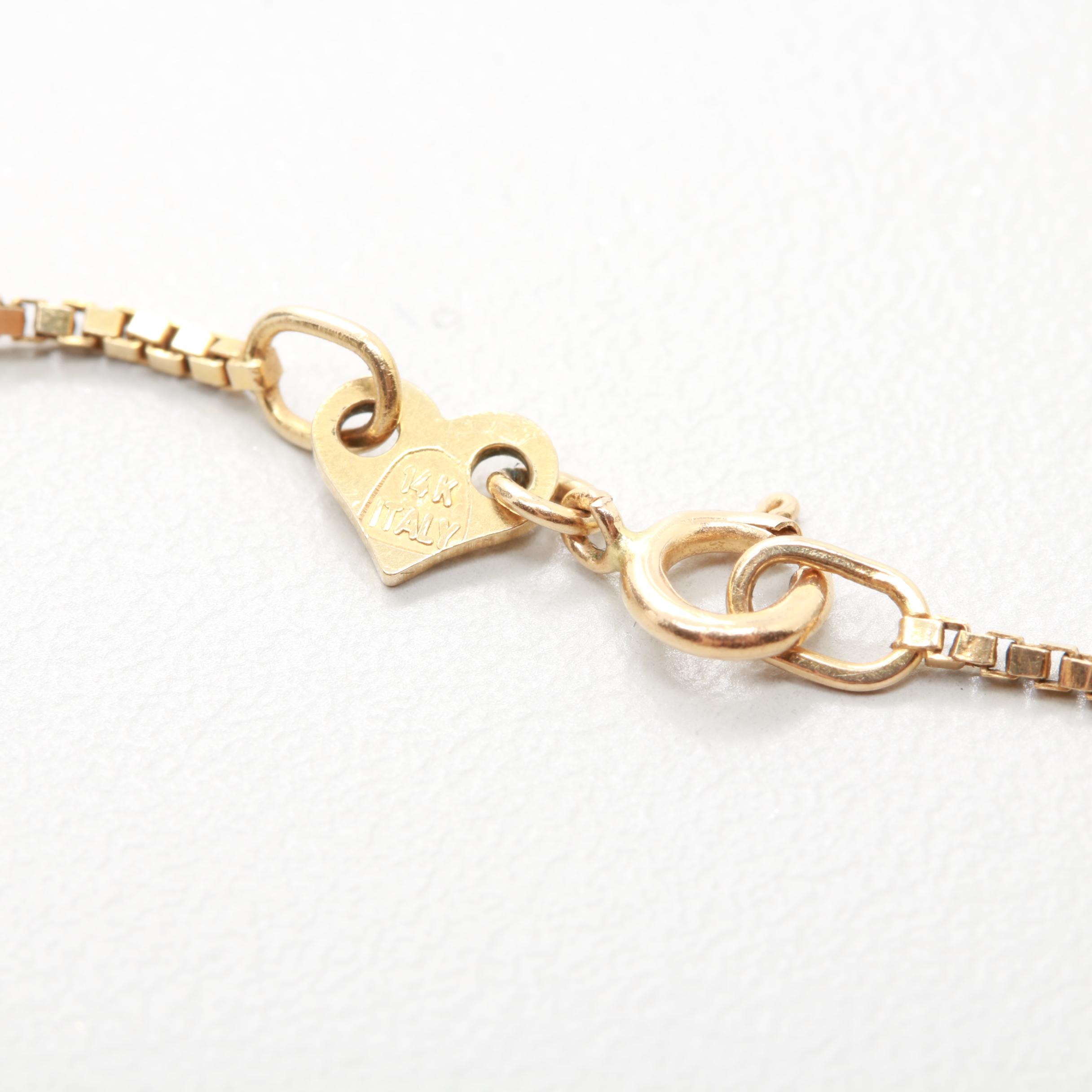14K Yellow Gold Box Chain Necklace