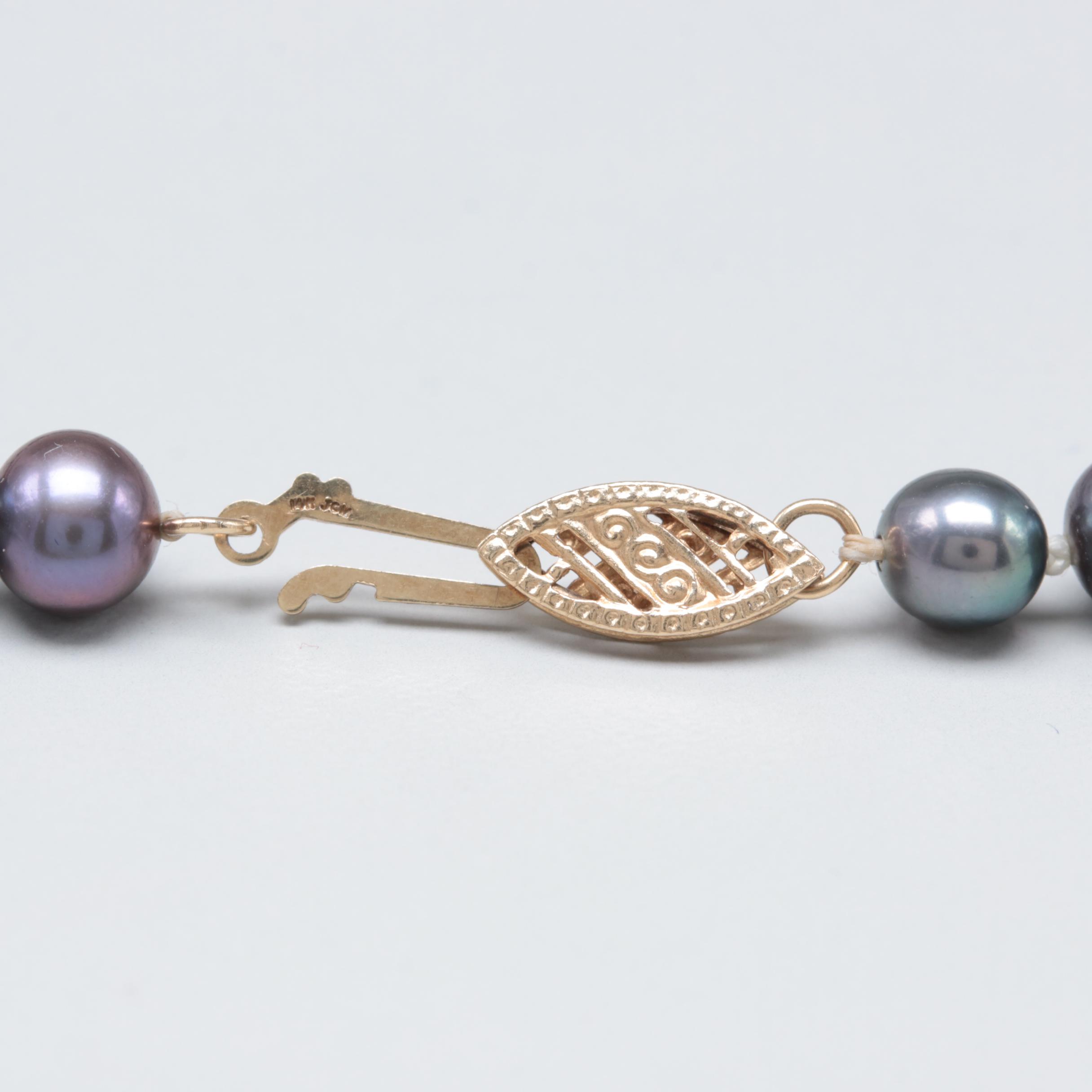 14K Yellow Gold Cultured Pearl Necklace