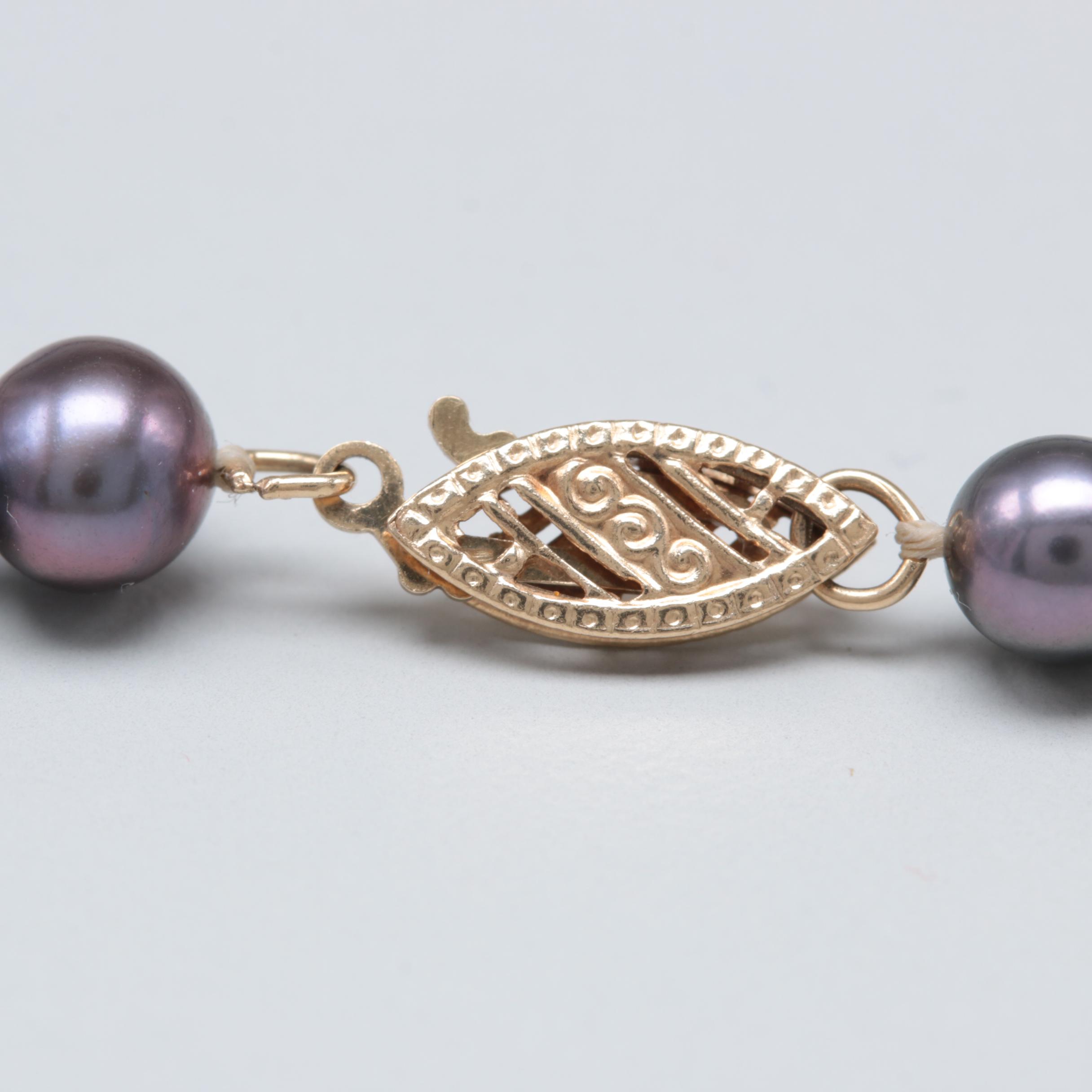 14K Yellow Gold Cultured Pearl Necklace