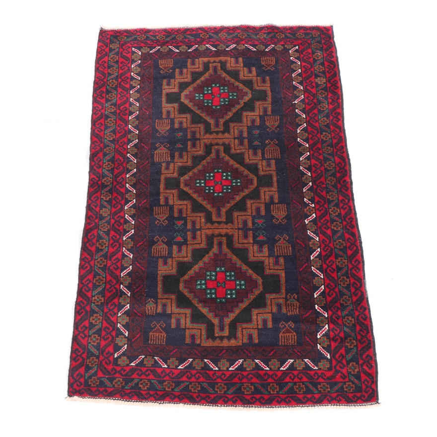 Hand-Knotted Afghani Rizbaft Wool Rug