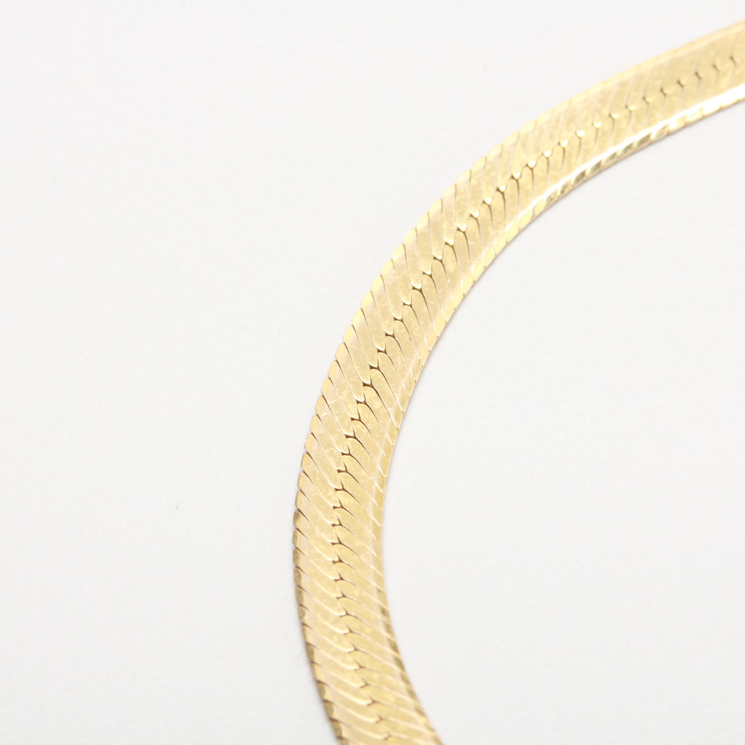 14K Yellow Gold Herringbone Chain Necklace