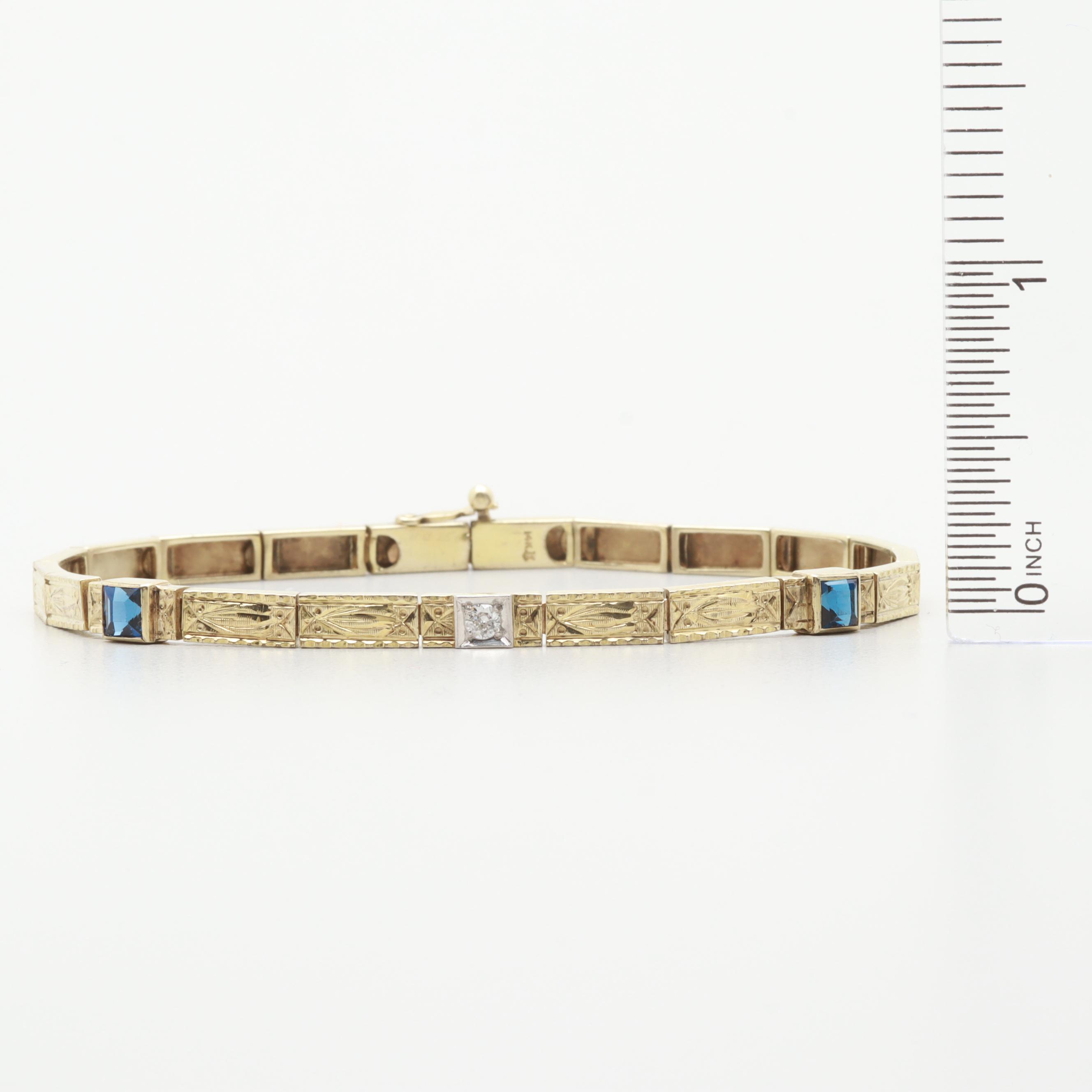Art Deco L. Fritzsche Co. 14K Gold Diamond Bracelet with Platinum Accent