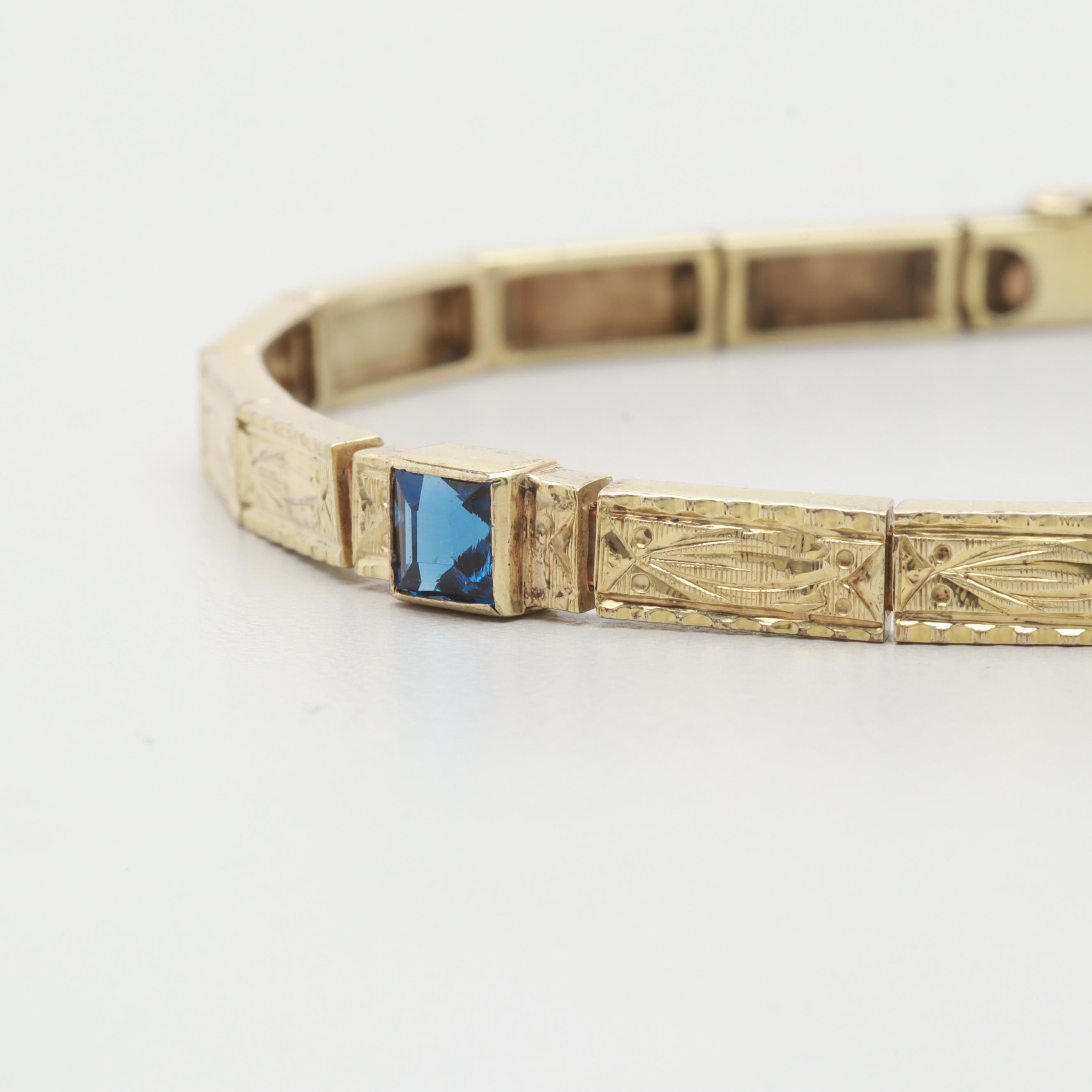 Art Deco L. Fritzsche Co. 14K Gold Diamond Bracelet with Platinum Accent