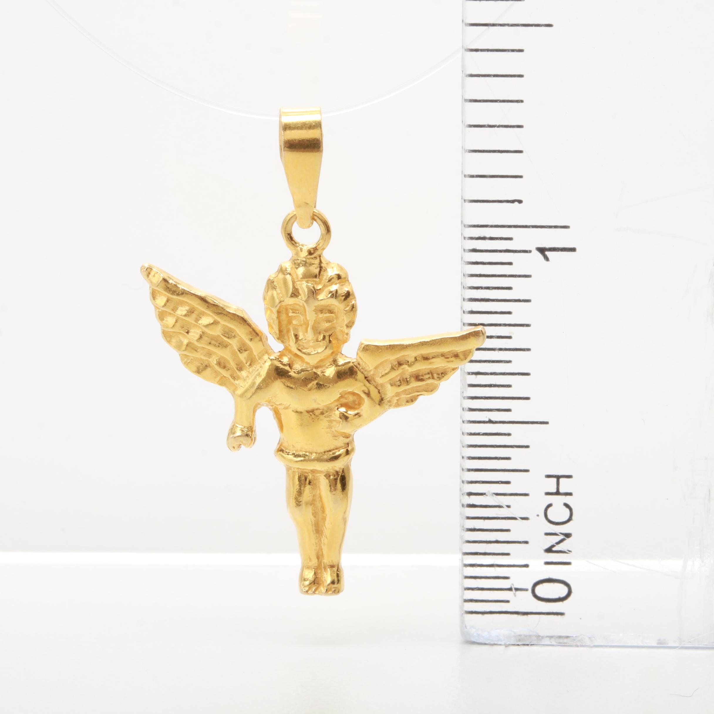 18K Yellow Gold Angel Pendant