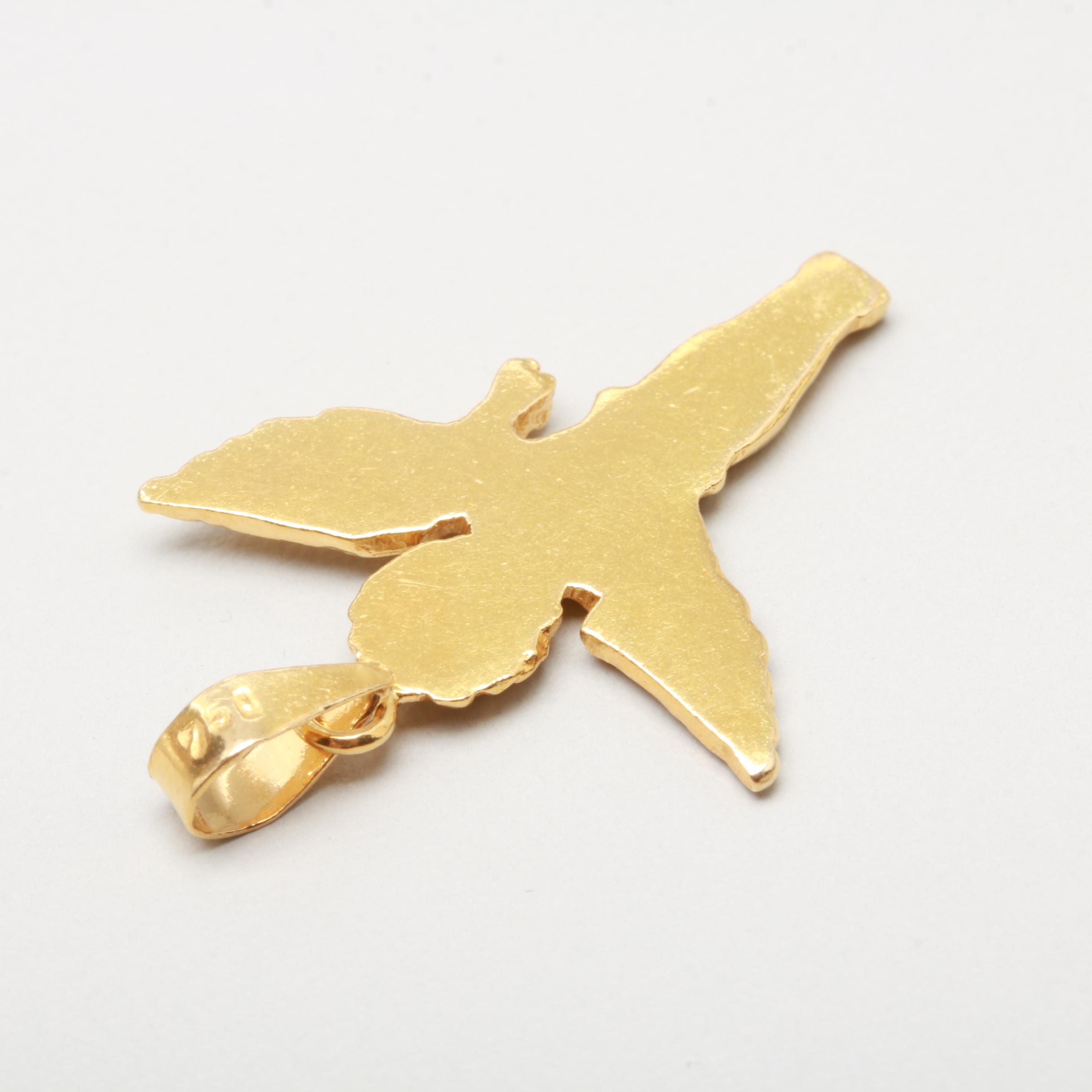 18K Yellow Gold Angel Pendant