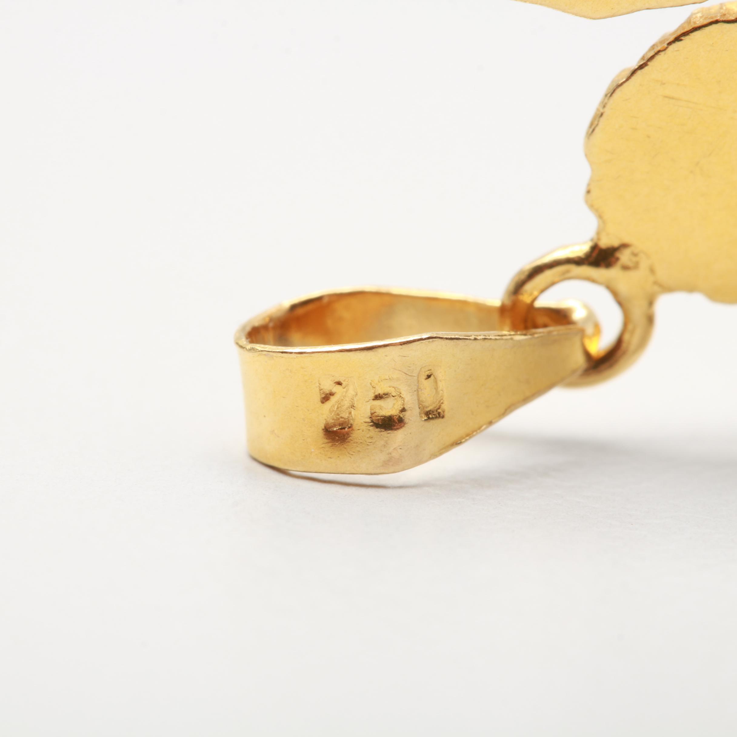 18K Yellow Gold Angel Pendant