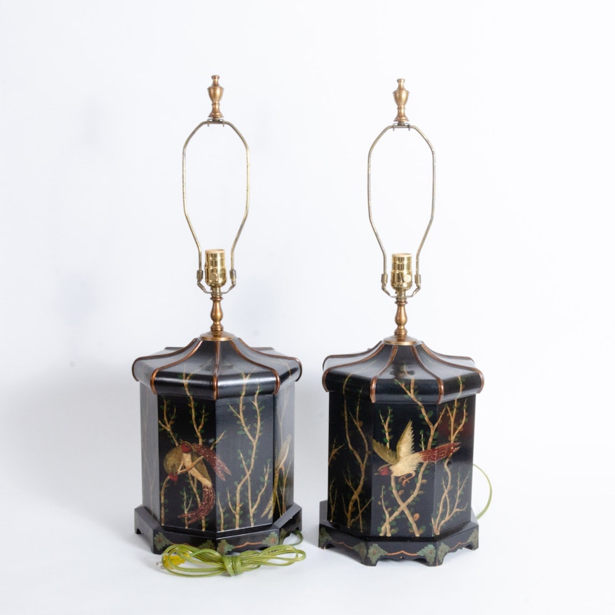 Hand-Painted Chinoiserie Table Lamps