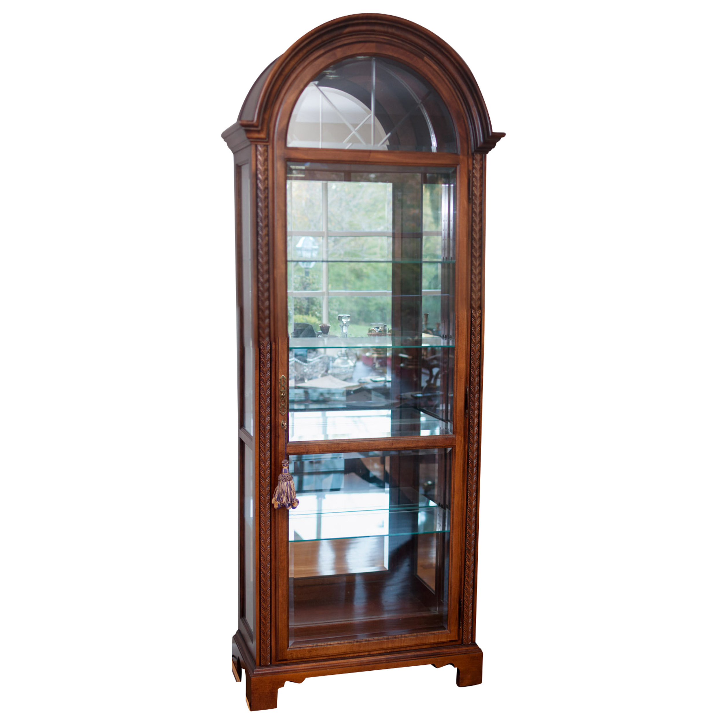 Neoclassical Style Walnut Finish "Armand" Curio Cabinet by Howard Miller