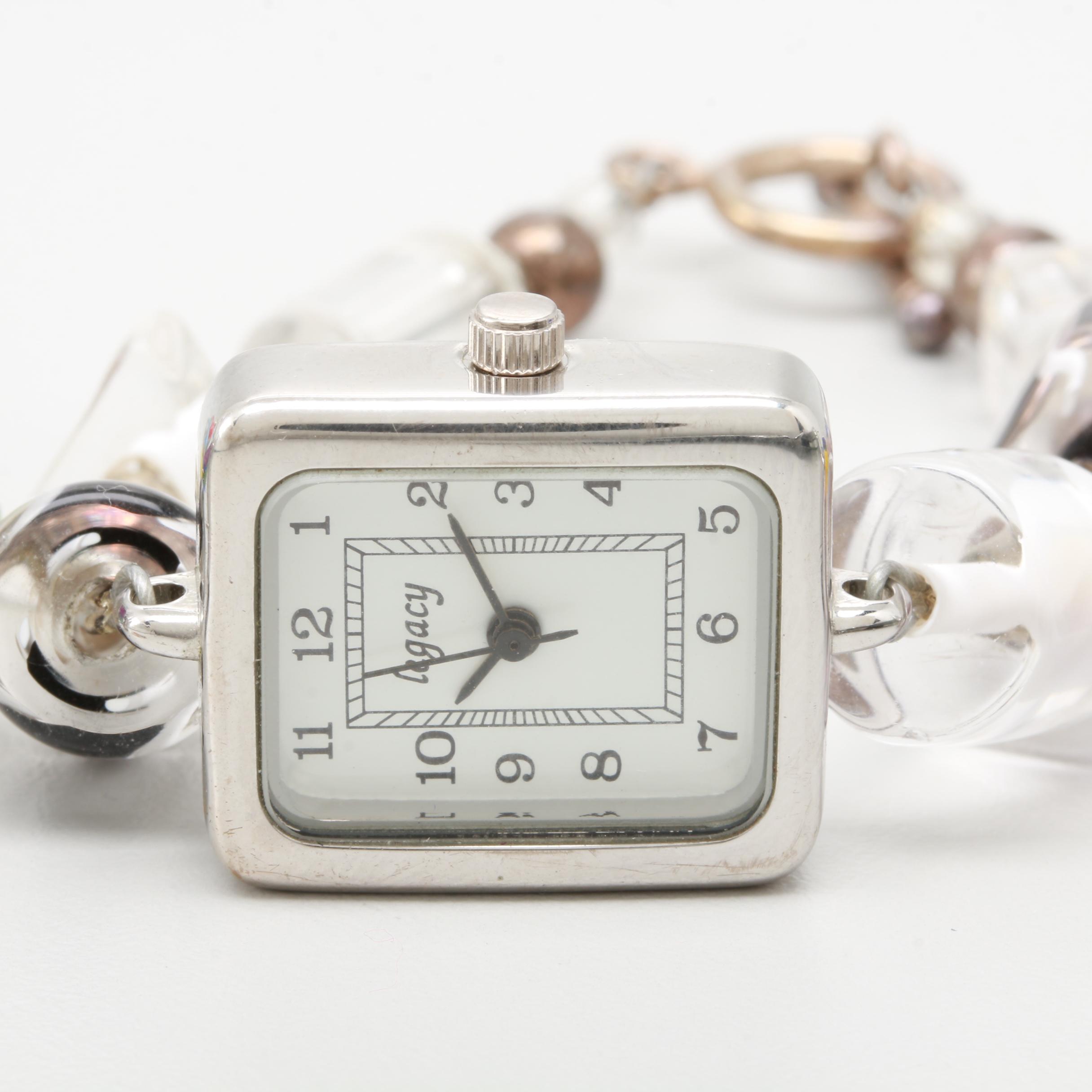 Assorted Legacy Quartz Watches With Glass Bead and Sterling Clasp Bracelets